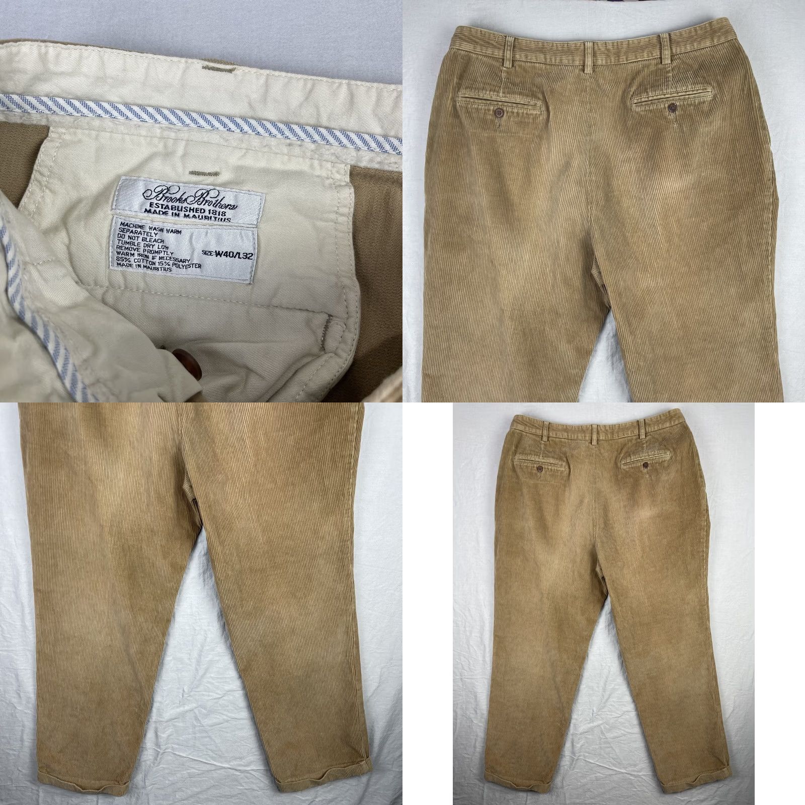 Brooks Brothers Brooks Brothers Pants Mens 40x32 Tan Corduroy Pleated Front Cuffed Trousers Size US 40 / EU 56 - 8 Thumbnail