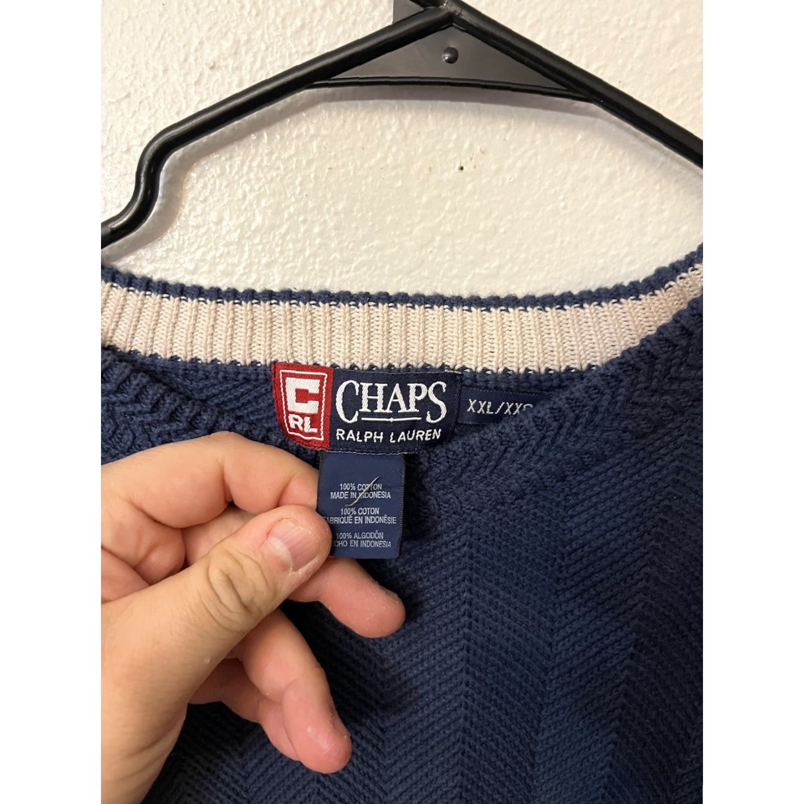 Chaps VINTAGE Chaps Ralph Lauren Heavy Cotton Knit Sweater Blue 2XL Crew Neck Pullover Knit 90s Mens Size US XXL / EU 58 / 5 - 4 Thumbnail