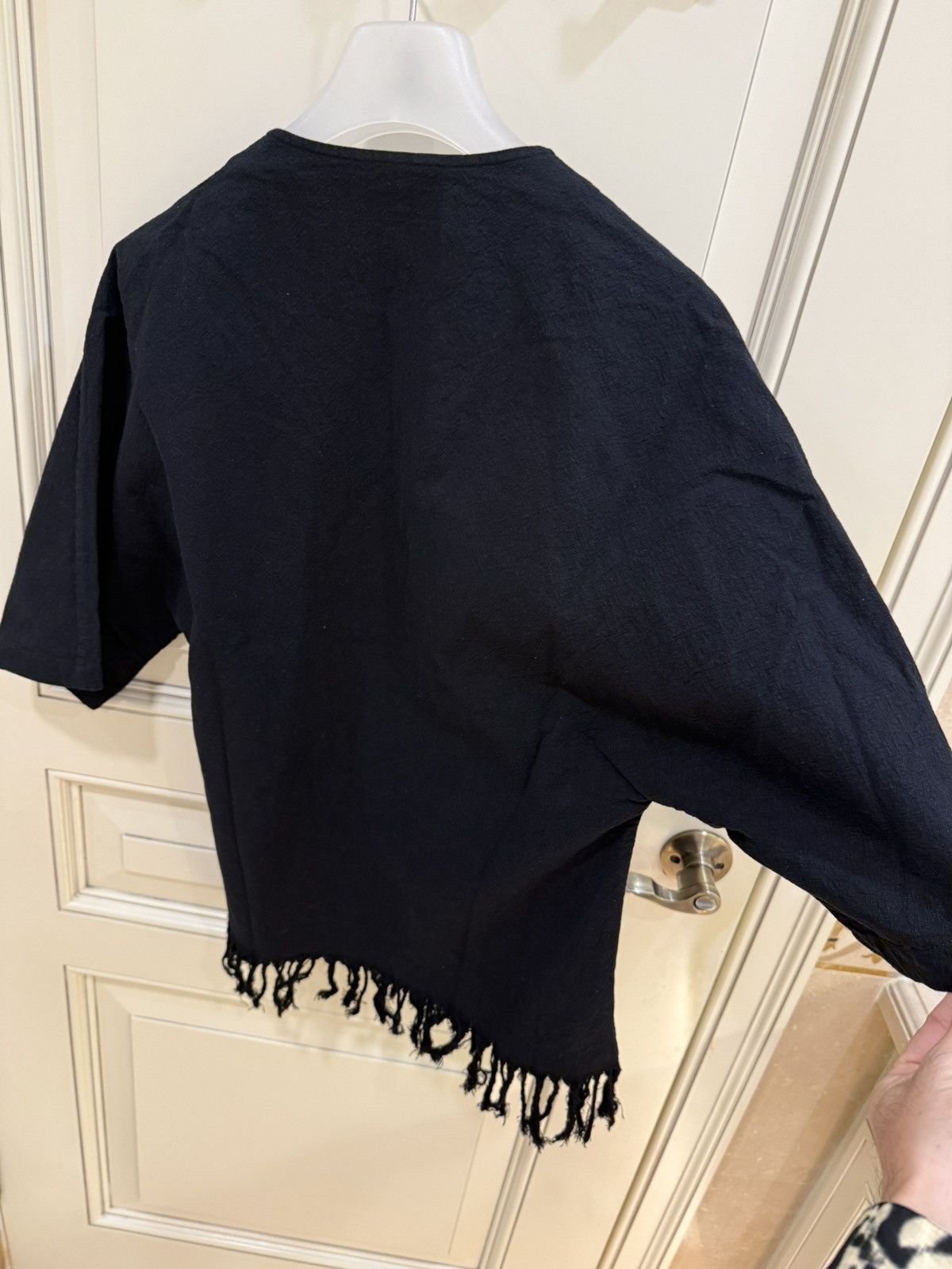 Saint Laurent Paris Fringe Hem Canvas Kimono Tunic In Black collar size 38 Size US S / EU 44-46 / 1 - 7 Thumbnail