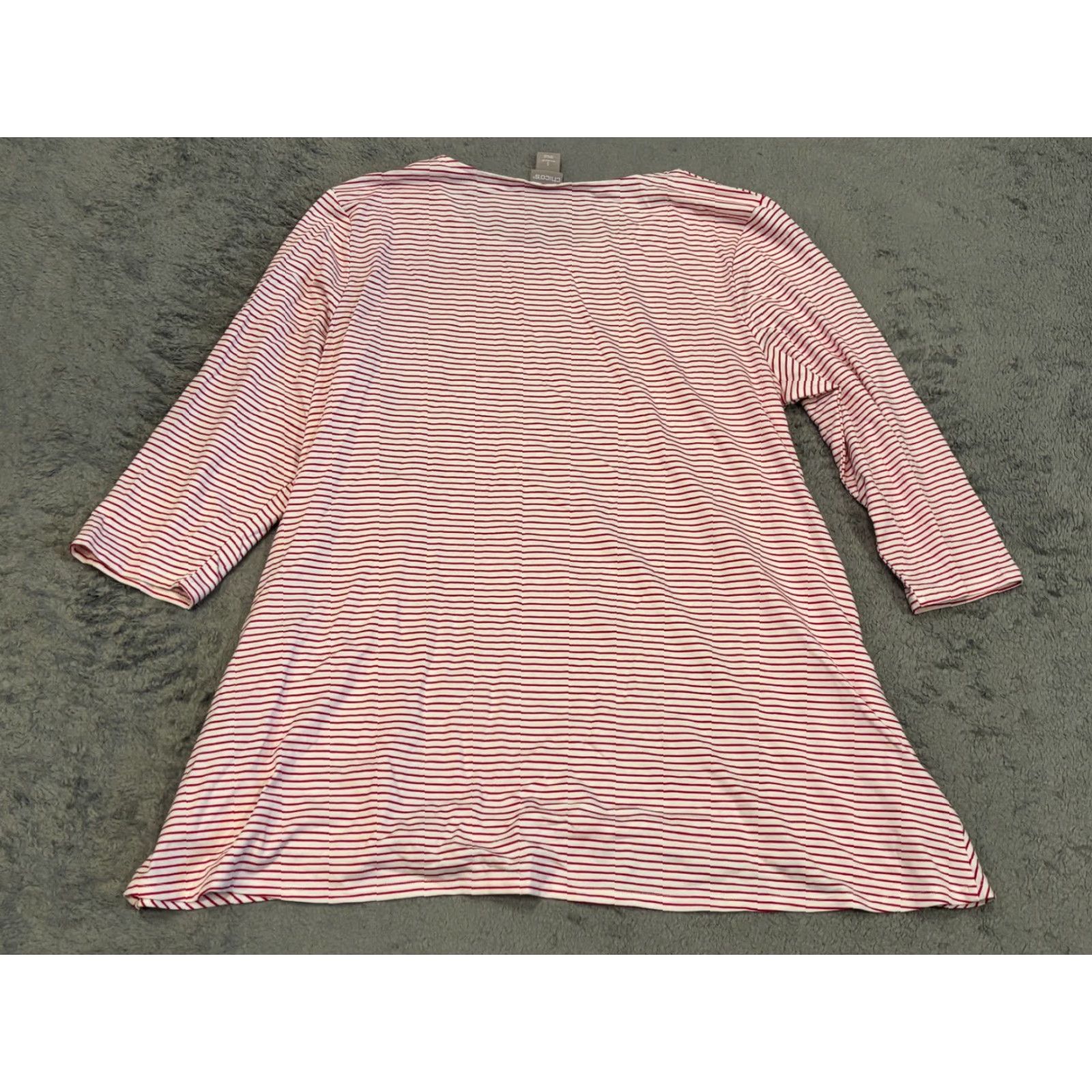 Vintage Chico’s Tunic XL Red White Striped Long Sleeve Pockets Stretch Top Shirt Women Size XL / US 12-14 / IT 48-50 - 5 Thumbnail
