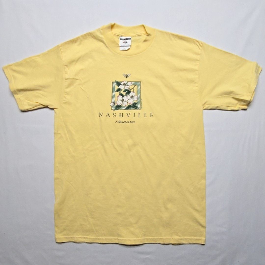 Jerzees Vintage Nashville Shirt Floral Graphic Yellow M Flower Tee Size M / US 6-8 / IT 42-44 - 1 Thumbnail