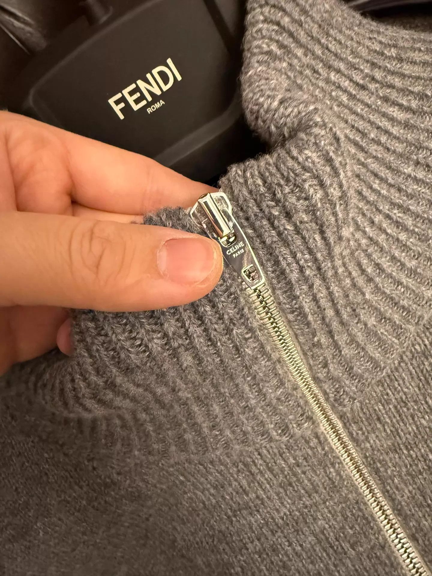Celine CELINE Wool-Cashmere Stand-Collar Zip-Up Sweater L (New) Size L / US 10 / IT 46 - 5 Thumbnail