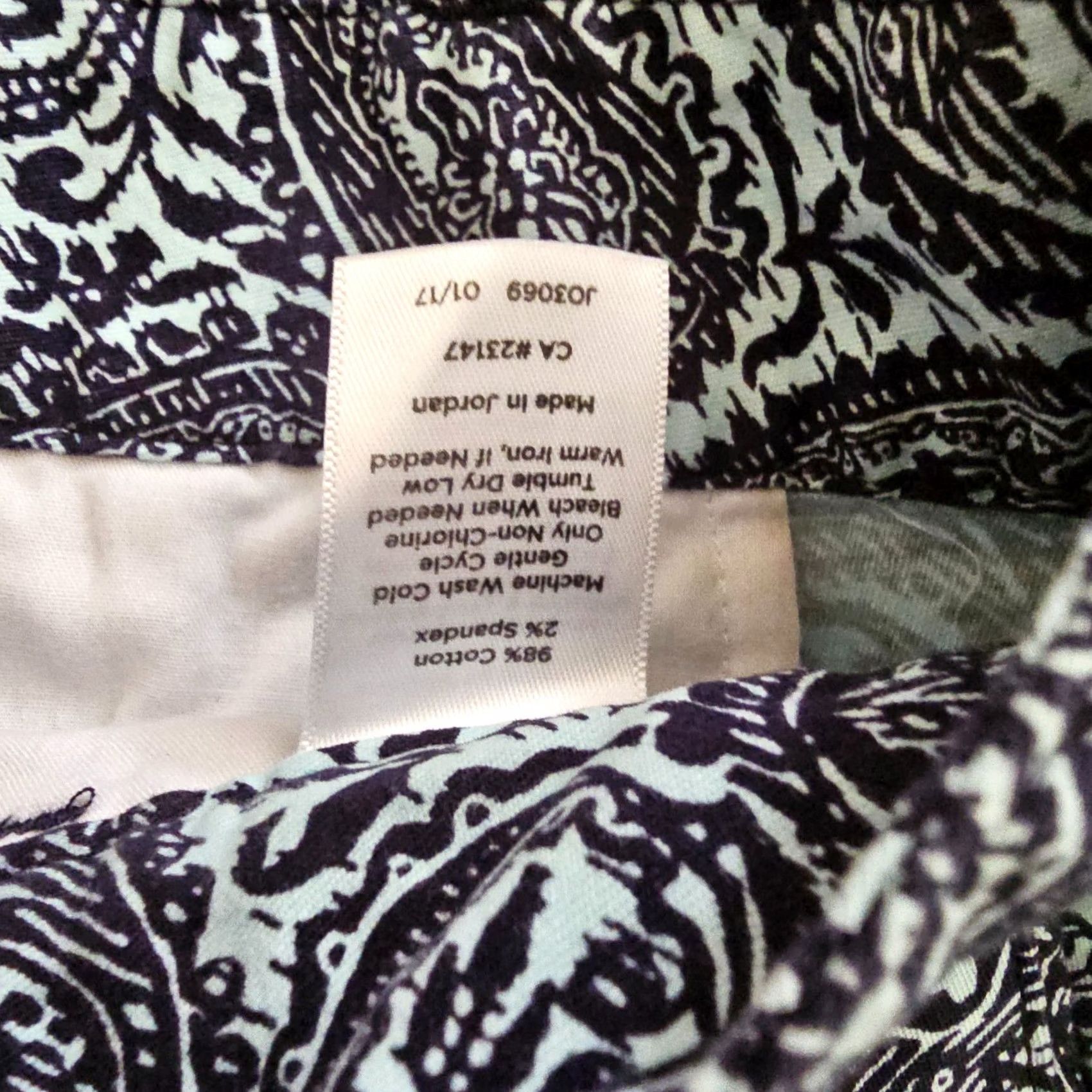 Talbots Talbots Pants Womens 12 Petite Blue Paisley Ankle Stretch Classic Casual Career Size 34" / US 12 / IT 48 - 4 Thumbnail