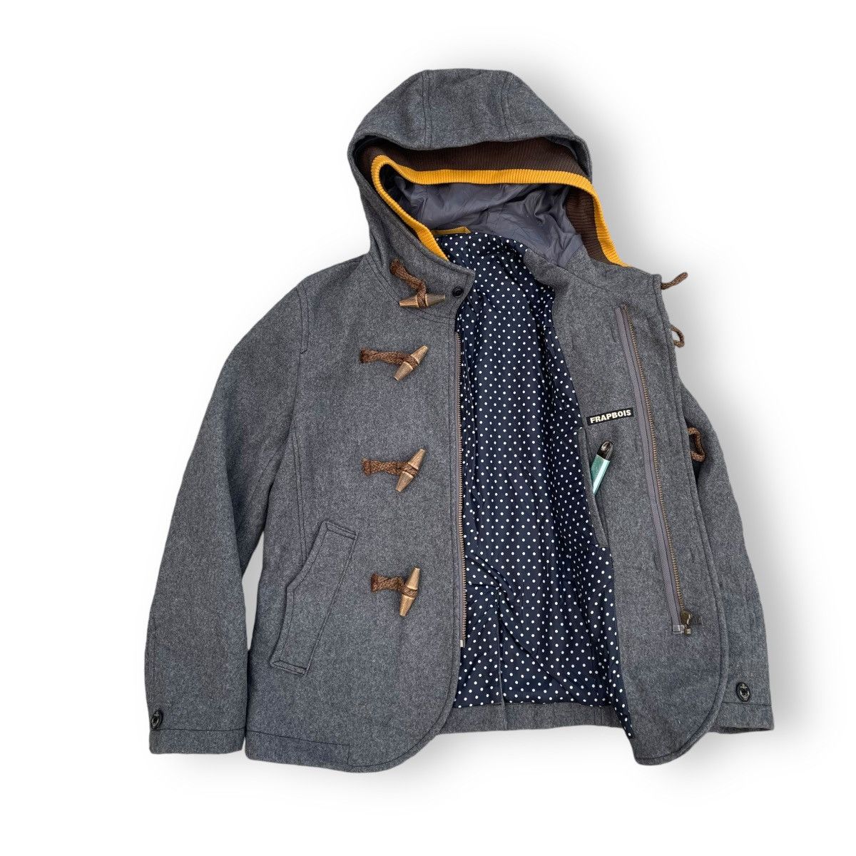 Issey Miyake 🇯🇵 FRAPBOIS FULL ZIP HOODIE WOOL DUFFLE JACKET Size US M / EU 48-50 / 2 - 3 Thumbnail