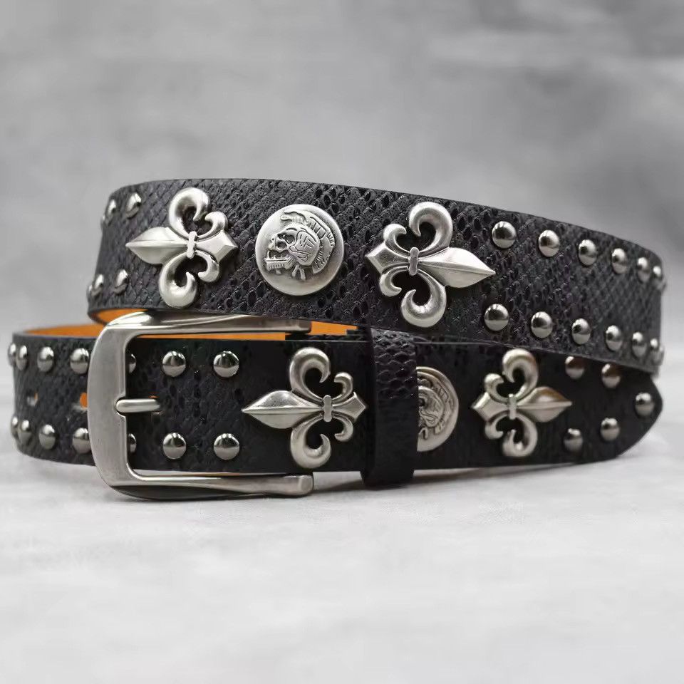 Japanese Brand Y2k PU Leather Rivet Punk Skull Rock Belt 105 cm Size ONE SIZE - 1 Thumbnail