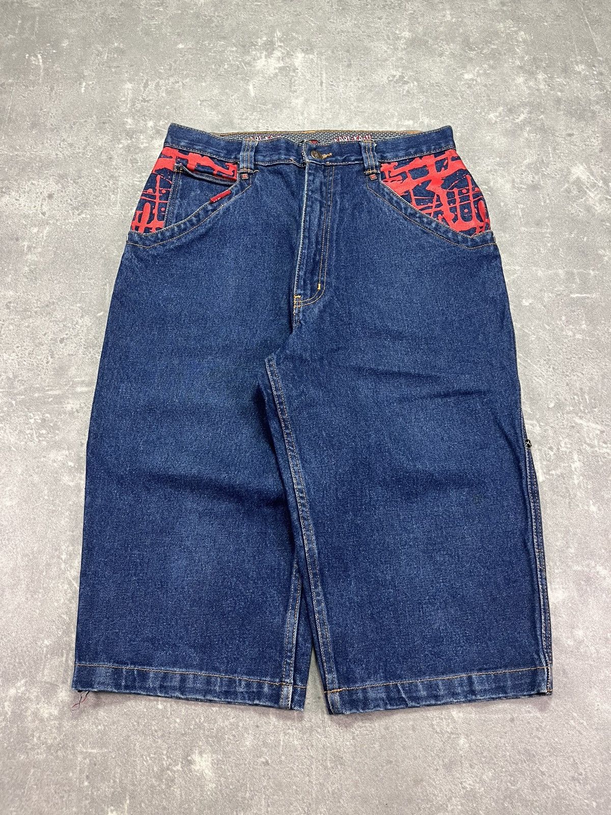 Karl Kani Karl Kani Printed Big Pockets Logo Long Denim Jorts Shorts Size US 30 / EU 46 - 2 Thumbnail