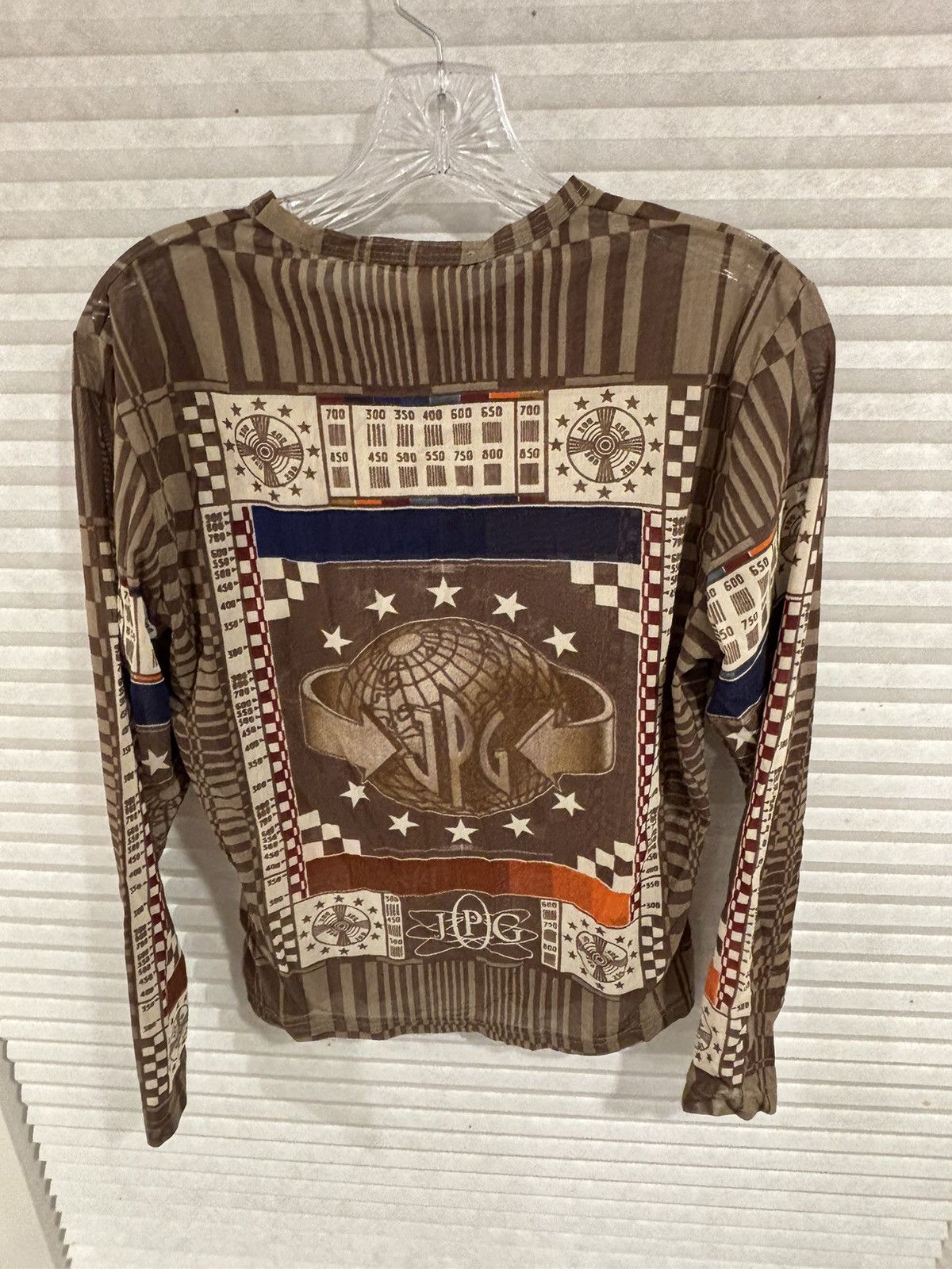 Jean Paul Gaultier × Vintage RARE Jean Paul Gaultier Globe Long Sleeve Mesh Top Size M / US 6-8 / IT 42-44 - 2 Thumbnail