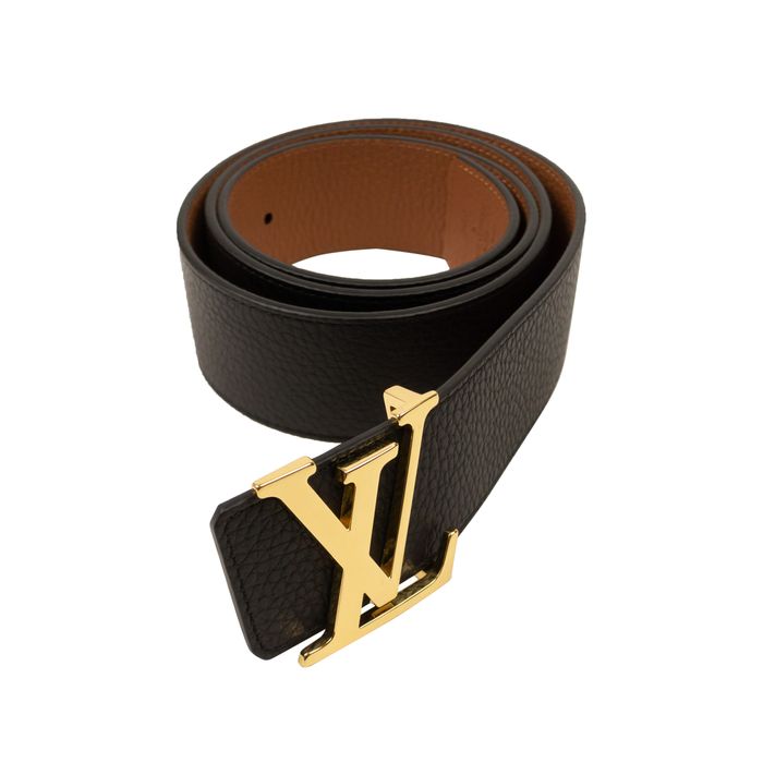 Louis Vuitton Black & Tan Reversible Initials 40MM Leather Belt Size 95