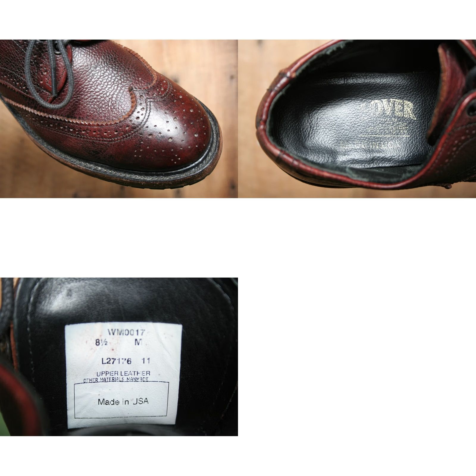 Vintage WALK-OVER by Geo. E. Keith Burgundy Leather Wingtip Brogue Oxfords Sz. 8.5 M Mens Dress Lace Up Leather Brown 8.5 M Brogue Wingtip Shoes Size US 9 / EU 42 - 8 Thumbnail
