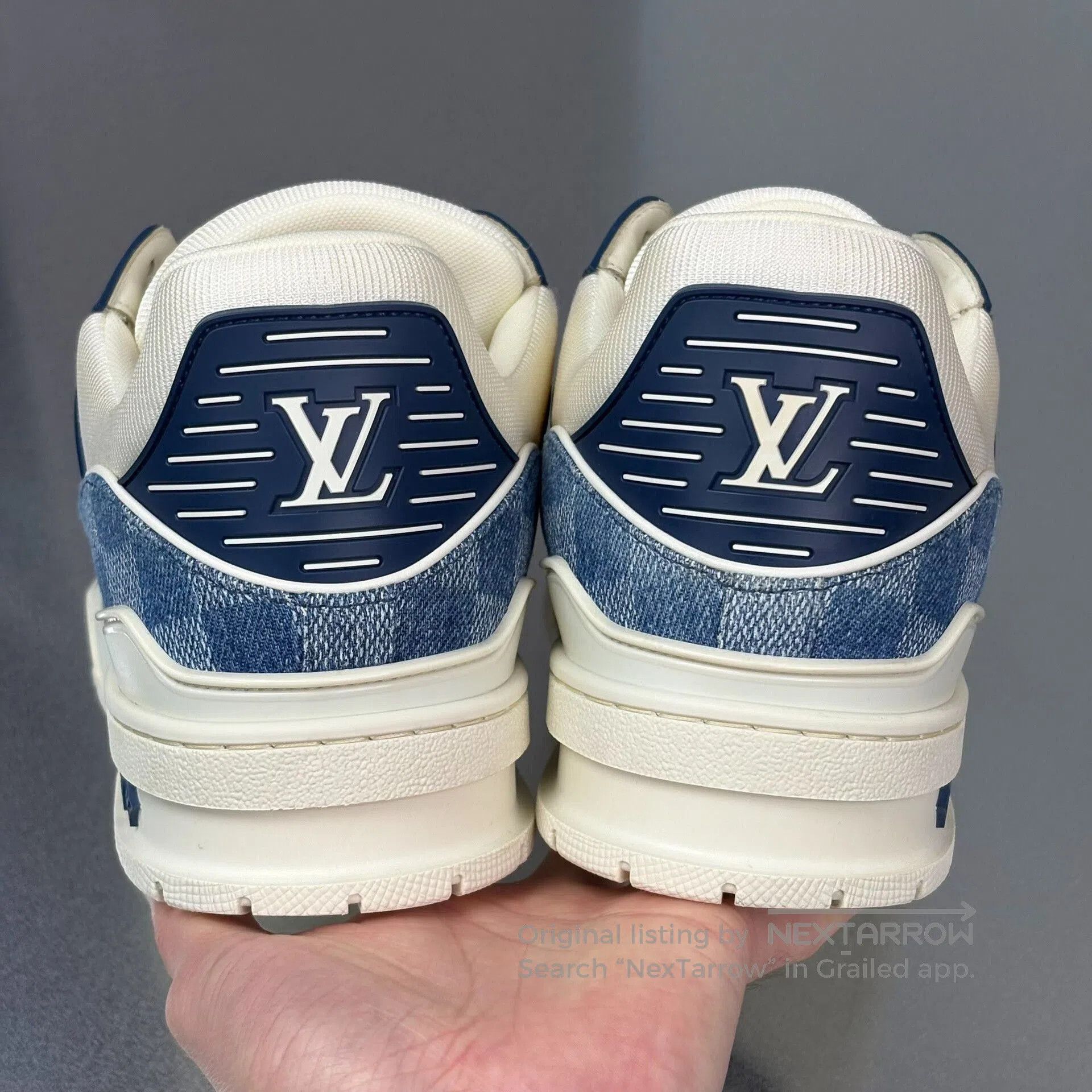 Louis Vuitton lv trainer white and blue sneakers. Size US 10 / EU 43 - 6 Thumbnail