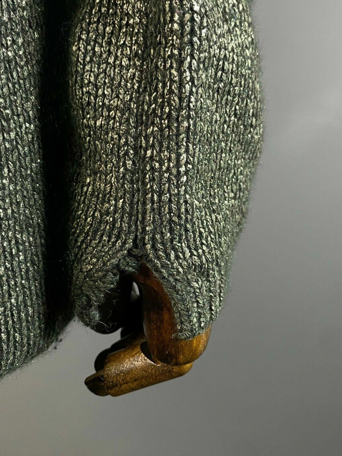 Designer Ladies FFC Khaki Green Wool Warm Knit Sweater Size S / M Size M / US 6-8 / IT 42-44 - 4 Thumbnail