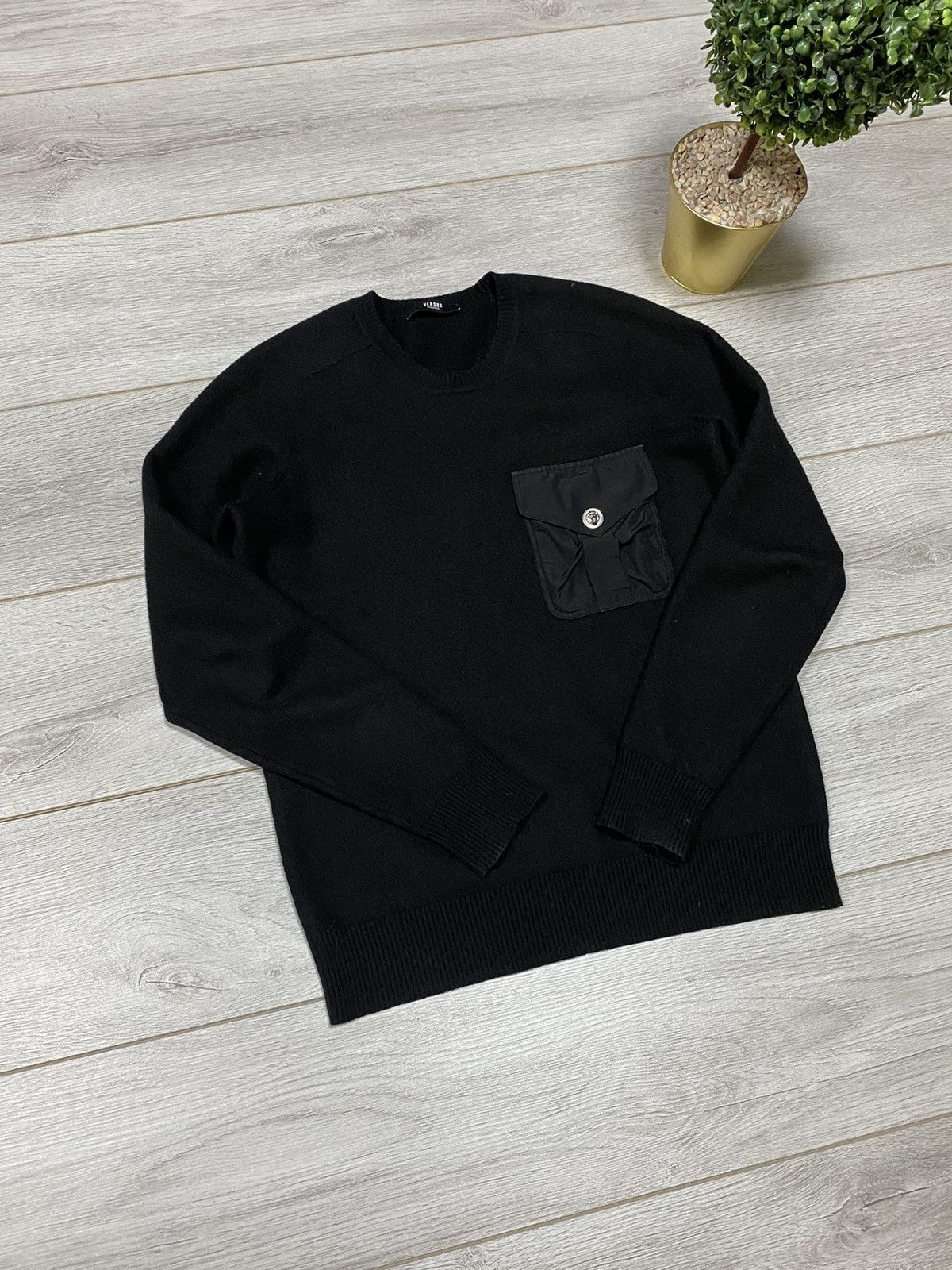 Versus Versace Versace 🐯 vintage wool sweater nylon tiger pocket Size US M / EU 48-50 / 2 - 6 Thumbnail