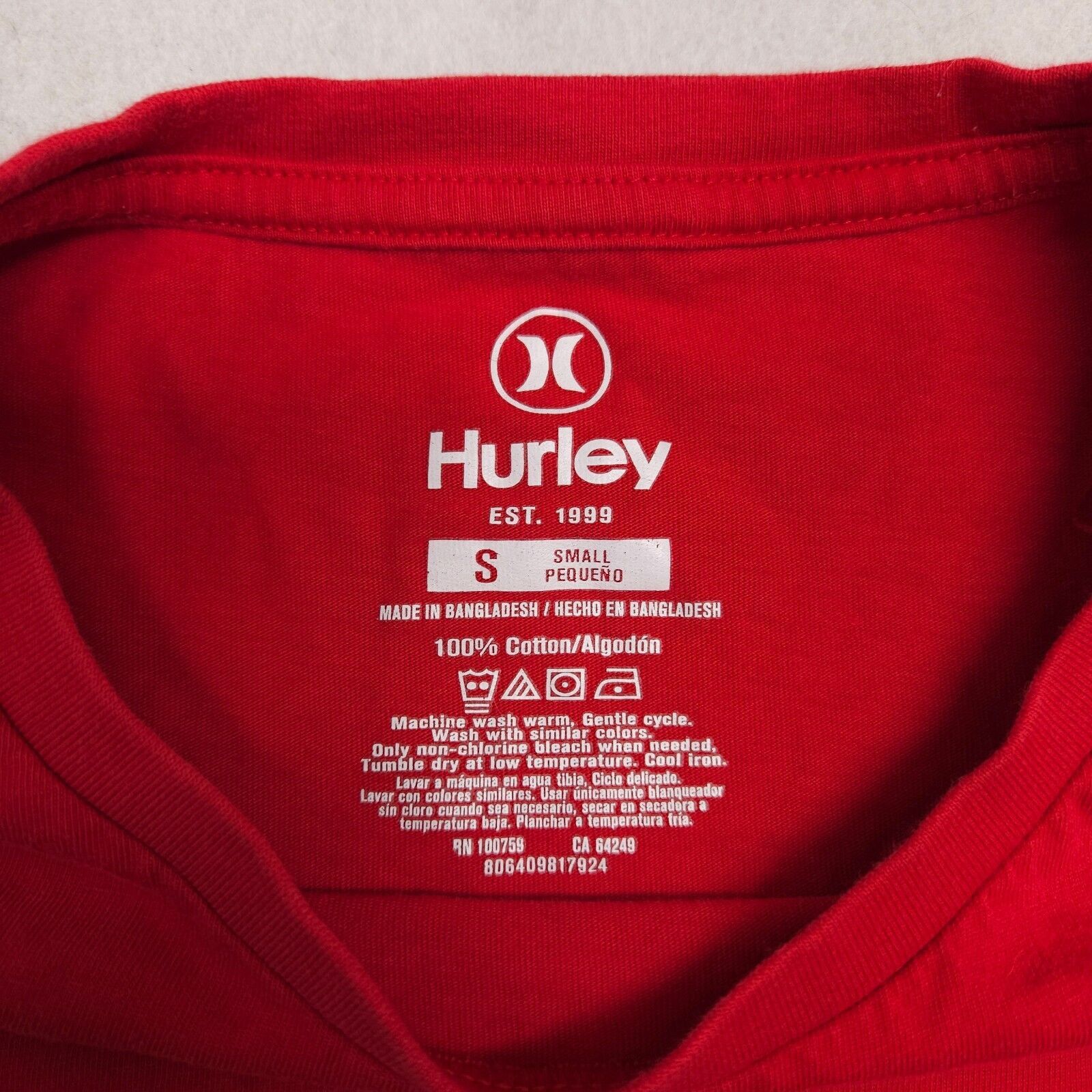 Hurley Hurley Casual Pullover Graphic T-Shirt Adult Mens Size S Red Size US S / EU 44-46 / 1 - 3 Thumbnail