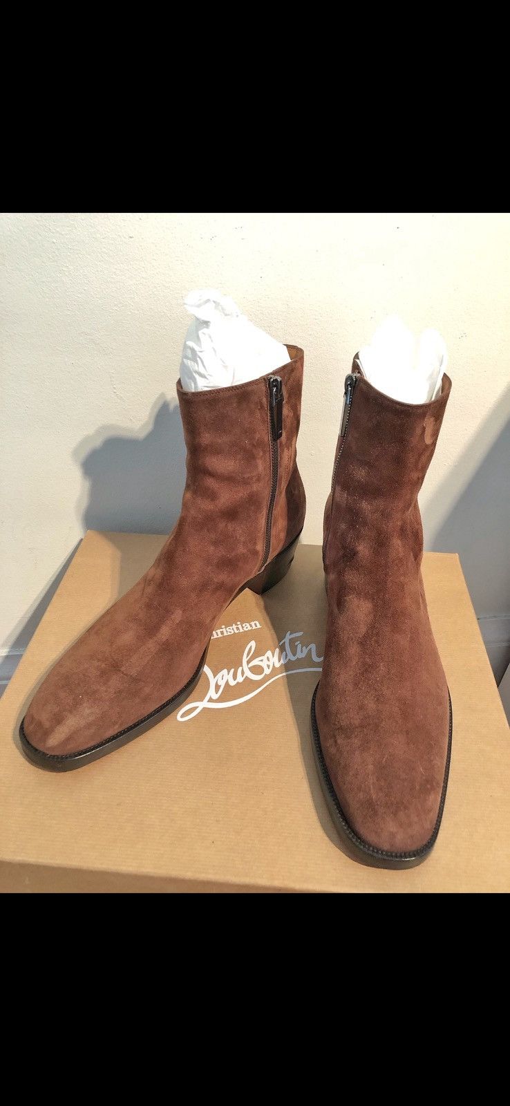 Christian Louboutin Christian Louboutin Brown Hustington Men's Suede Boot Size US 10.5 / EU 43-44 - 4 Thumbnail