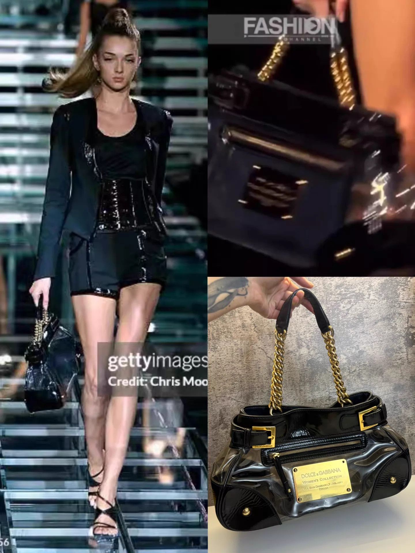 Dolce & Gabbana D&G Vtg 07SS Black Gold Metal Plaque PVC Trans Shoulder Bag Size ONE SIZE - 1 Thumbnail