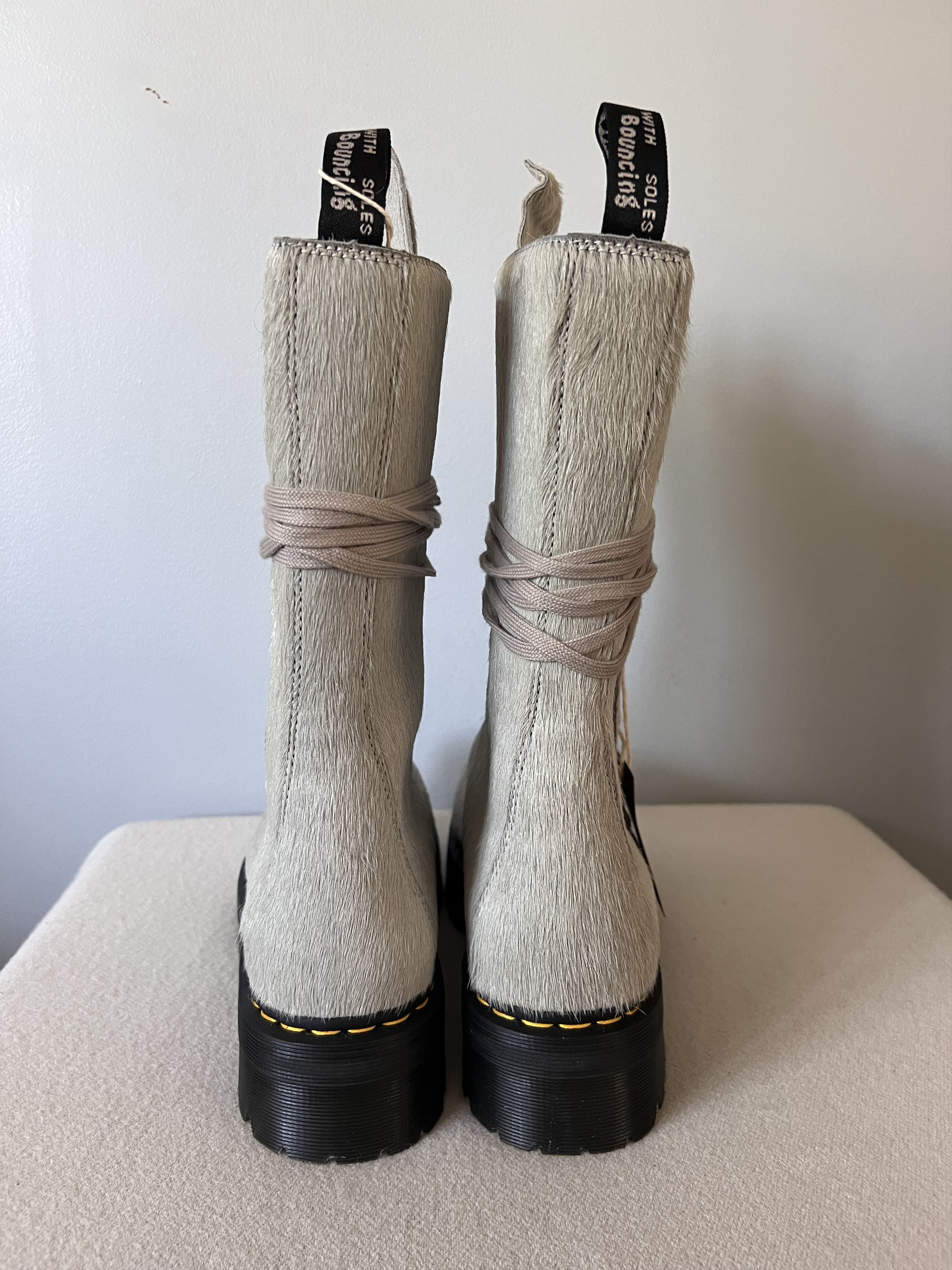 Dr. Martens × Rick Owens Rick Owens Dr. Martens 1918 Hair On Fur Boots in Platinum Size US 14 / EU 47 - 5 Thumbnail