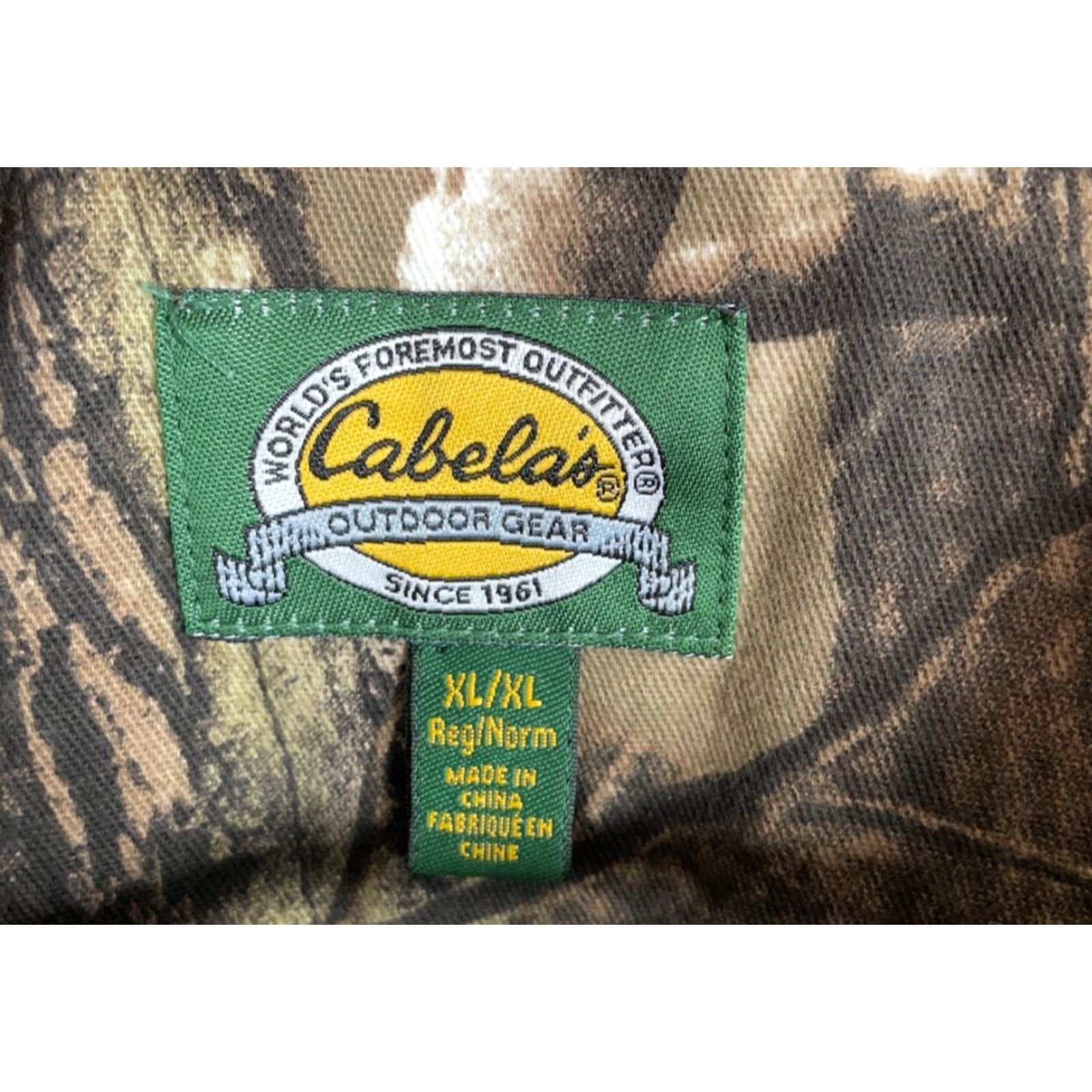Vintage Cabela's Camo Zip Up Jacket Men's XL Green Camouflage Lightweight Cotton Blend Size US XL / EU 56 / 4 - 3 Thumbnail