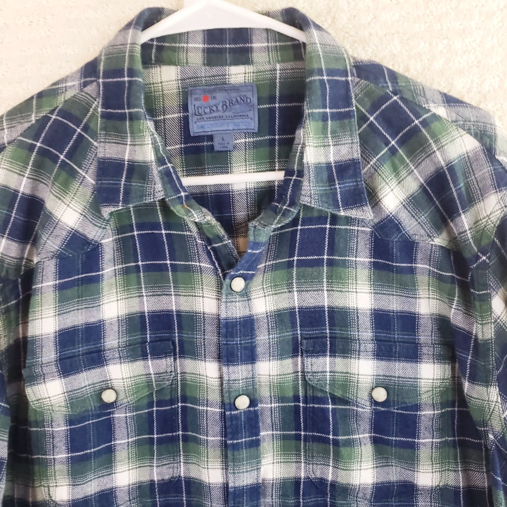 Lucky Brand Lucky Brand Western Pearl Snaps Flannel Saturday Stretch Plaid Long Sleeve Large Shirt Mens Multicolor Size US L / EU 52-54 / 3 - 3 Thumbnail
