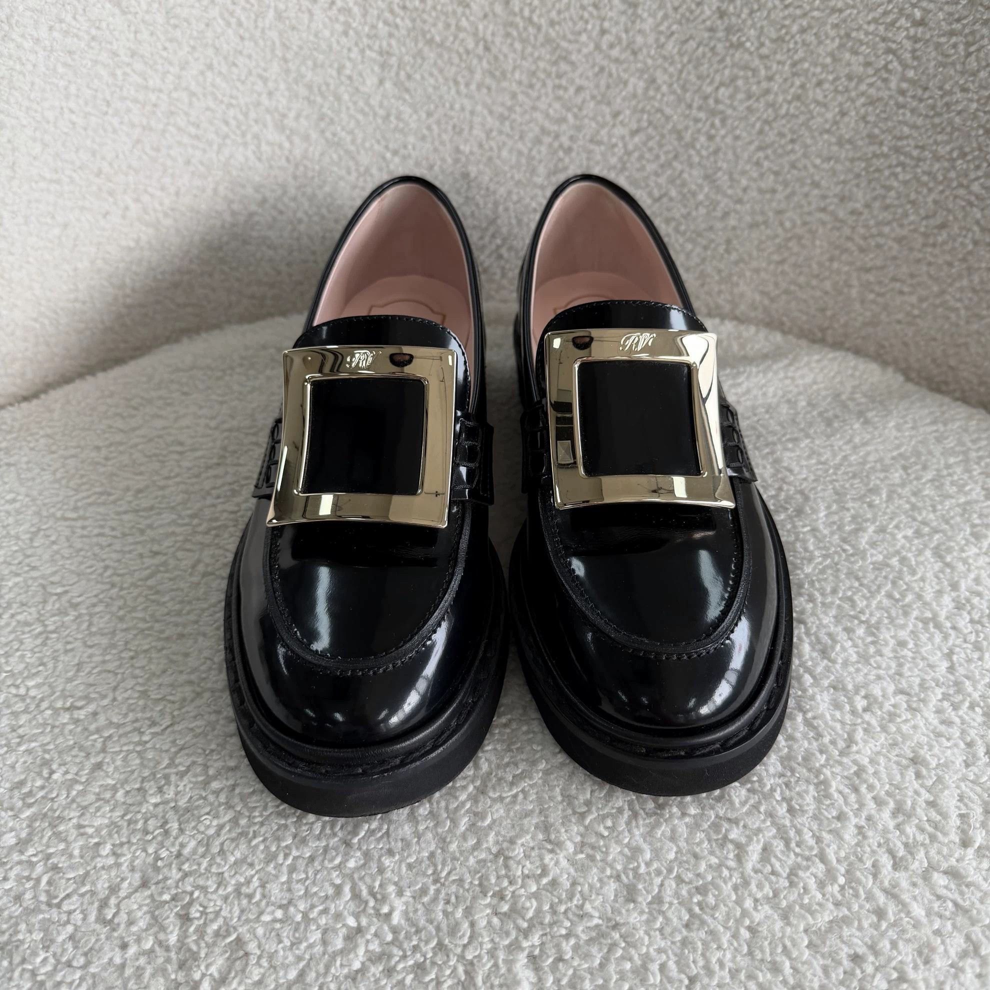 Roberto Cavalli Roger Vivier Black Loafer 37 8144 Size US 6.5 / IT 36.5 - 2 Thumbnail
