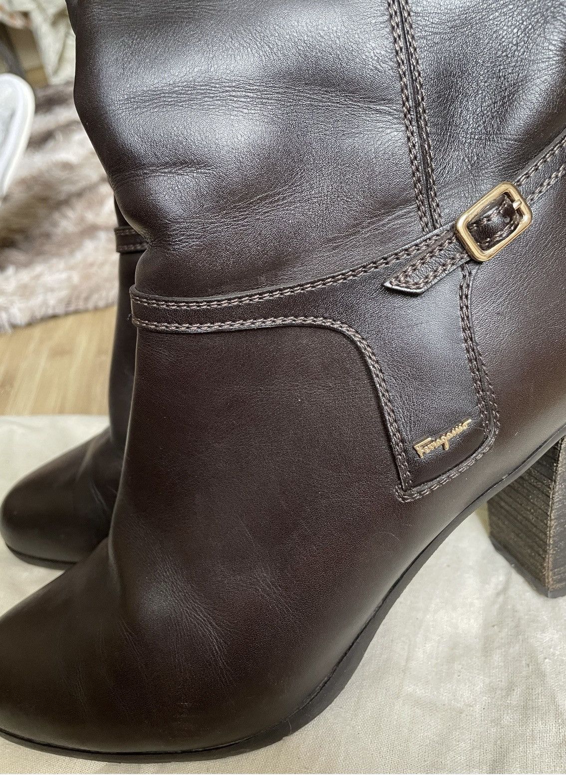Salvatore Ferragamo Salvatore Ferragamo Knee High Fur Dark Brown leather Boots Size US 8 / IT 38 - 3 Thumbnail