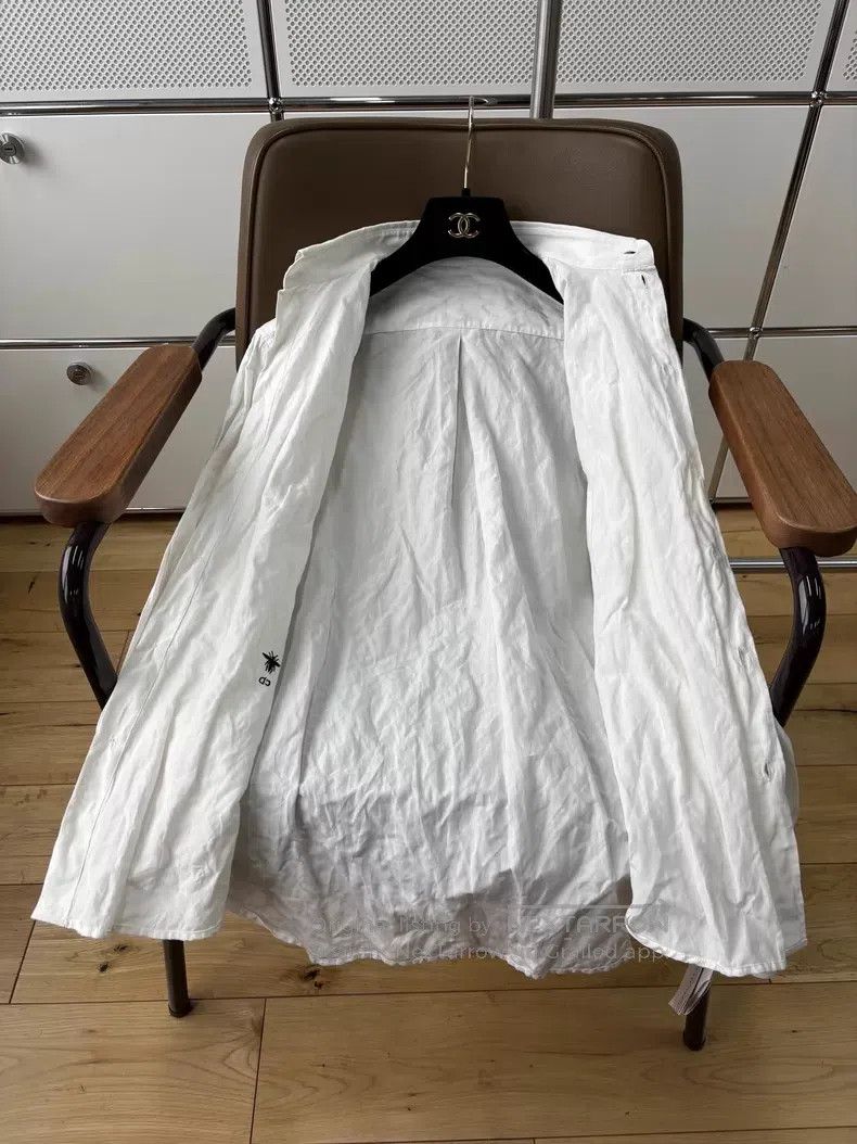 Dior Dior White pleated little bee embroidery long-sleeved shir Size XXS / US 00 / IT 34 - 6 Thumbnail