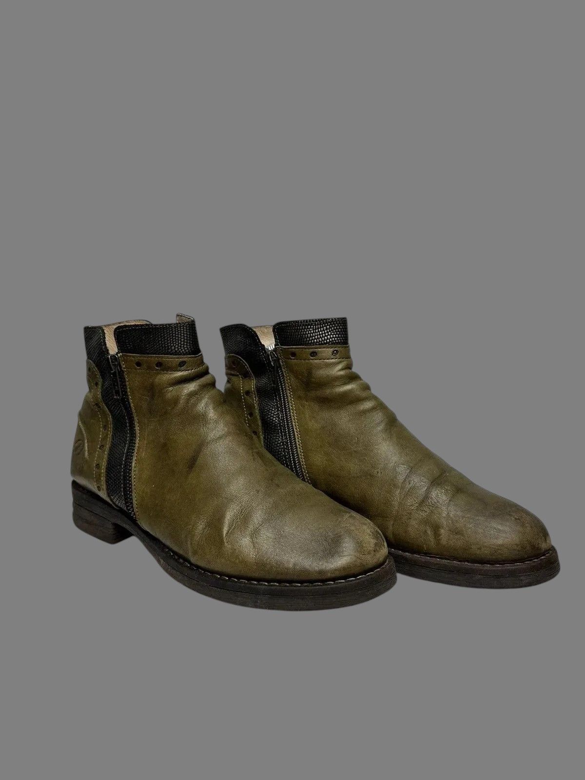 Issey Miyake Italian Vintage AS 98 Leather Biker Boots Rick Owens Style Size US 9 / IT 39 - 4 Thumbnail