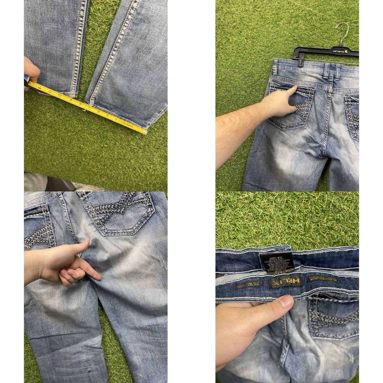 Vintage Helix Jeans Mens 36x30 Slim Straight Baggy Skater Y2K Buckle Cross Grunge Punk Denim Blue 5-Pocket Style Relaxed Mens Jeans Size US 36 / EU 52 - 8 Thumbnail