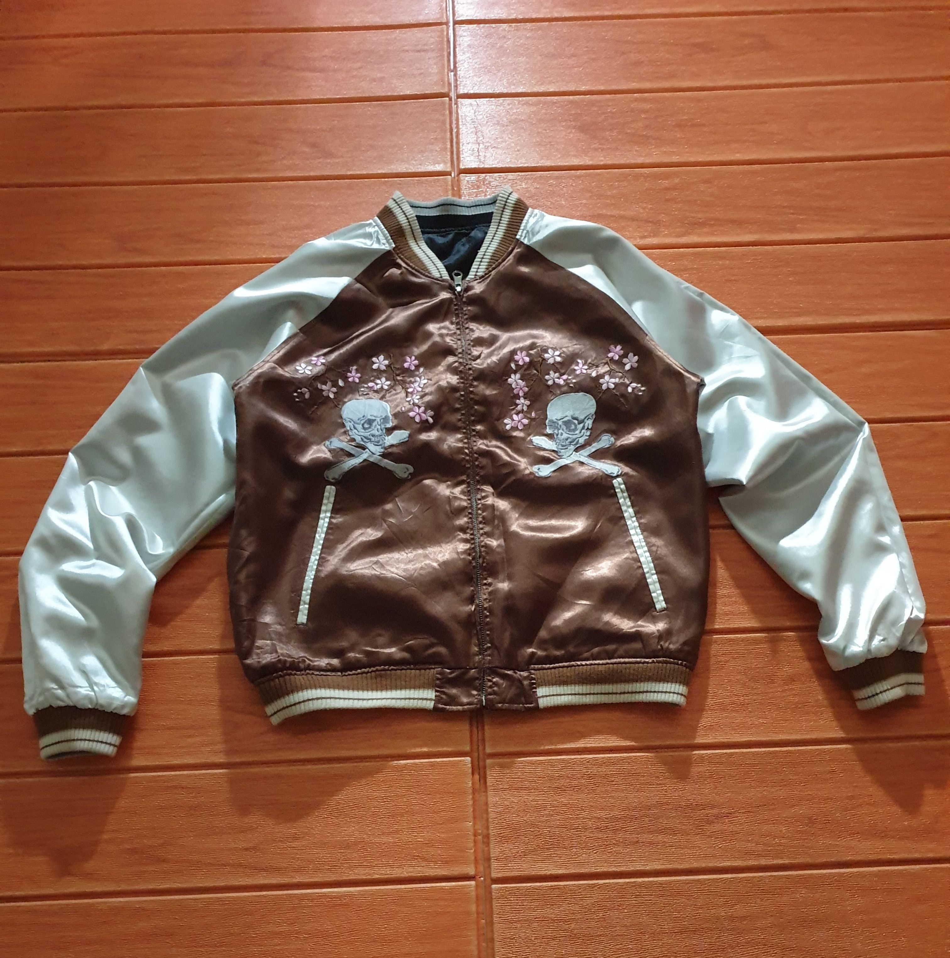 Japanese Brand 💥Skull n bird Embroidery reversible Yakuza Sukajan Jacket Size US M / EU 48-50 / 2 - 12 Thumbnail