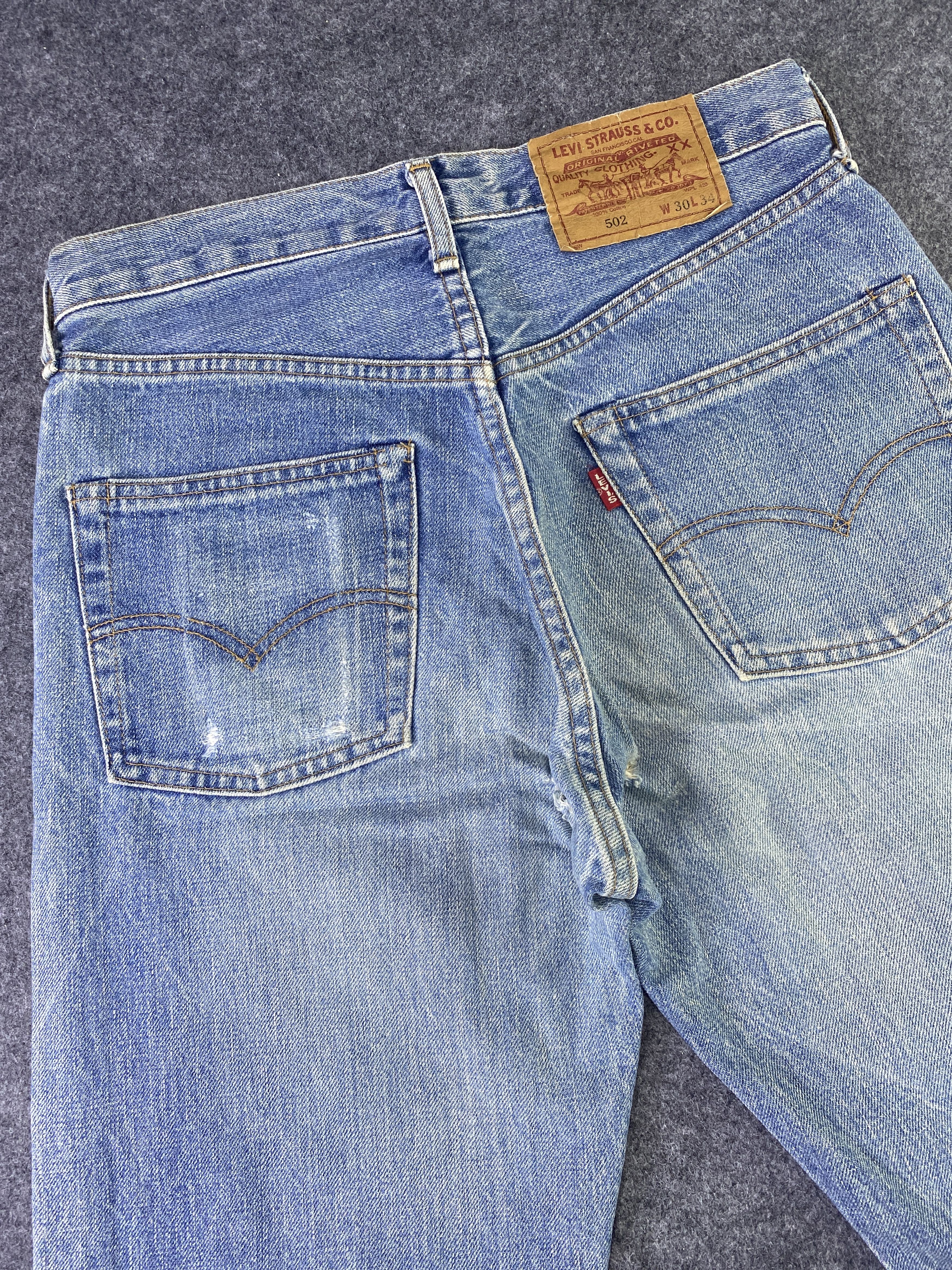 Levi's Vintage Levi's 502 Redline Jeans Distress Blue Wash - J915 Size US 29 - 12 Thumbnail