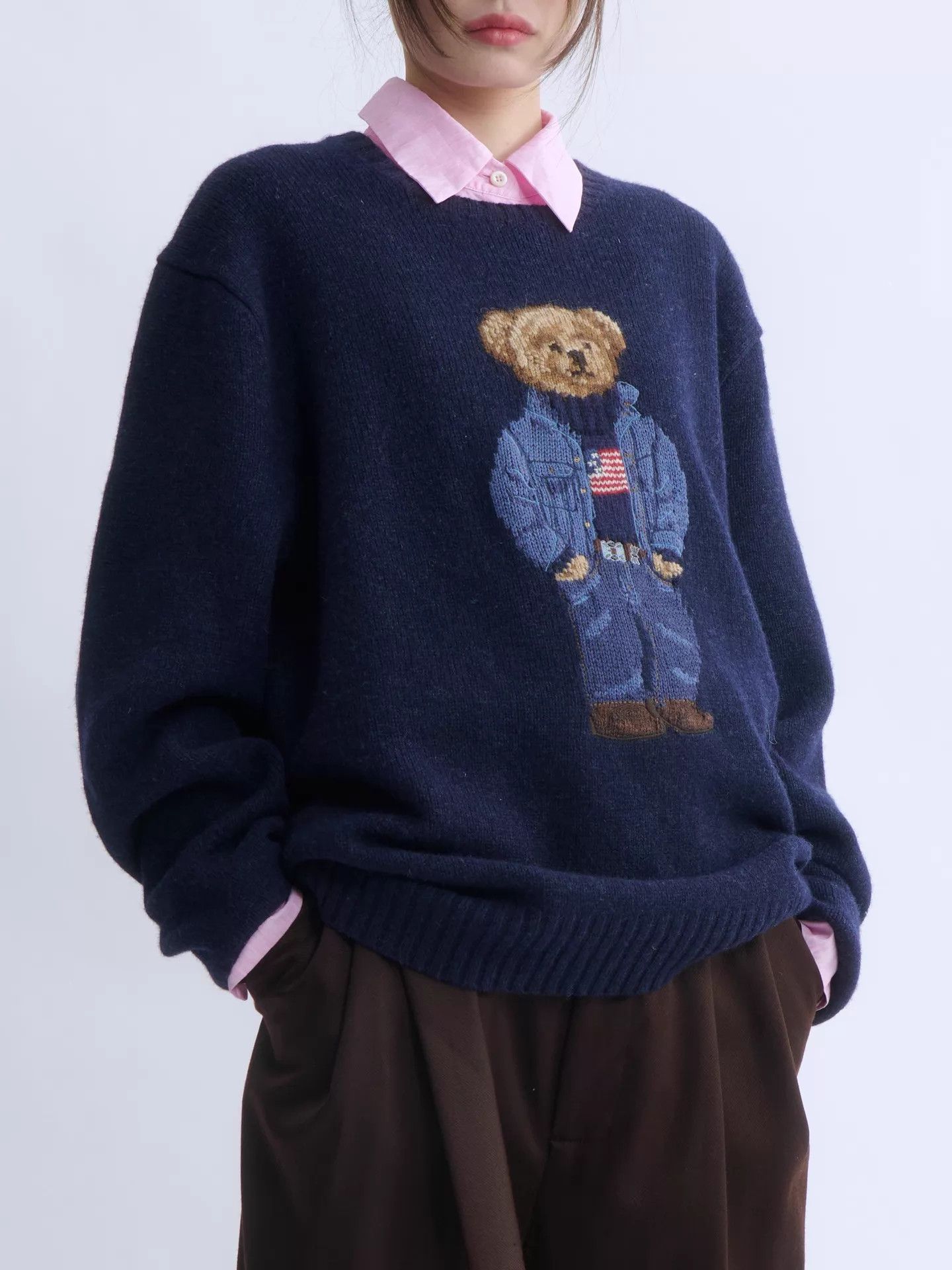 Polo Ralph Lauren POLO RALPH LAUREN Navy Polo Bear Wool Sweater XL Size US XL / EU 56 / 4 - 4 Thumbnail