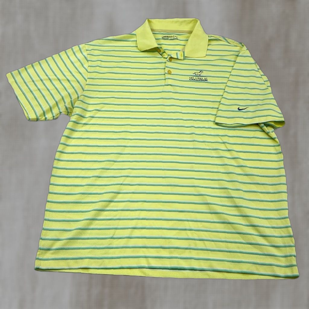 Nike Nike Polo Shirt Men XL Yellow Striped Dri-Fit Performance The Links Challedon Size US XL / EU 56 / 4 - 1 Thumbnail