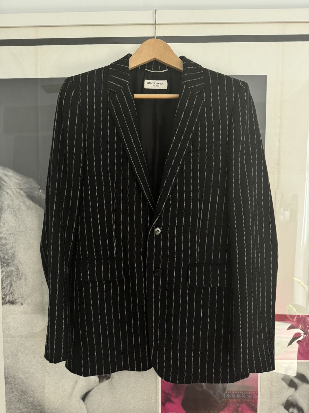 Hedi Slimane × Saint Laurent Paris FW15 Runway Chalk Stripe Jacket 46 Size 46R - 2 Thumbnail