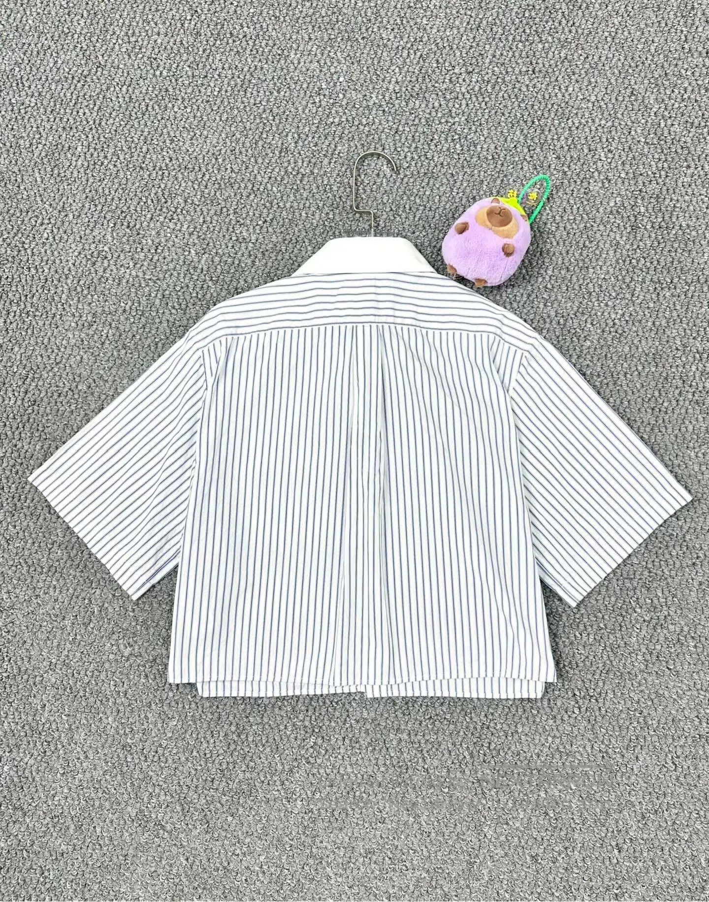 Celine CELINE White and Blue Striped Embroidered Logo Short Sleev Size XS / US 0-2 / IT 36-38 - 2 Thumbnail