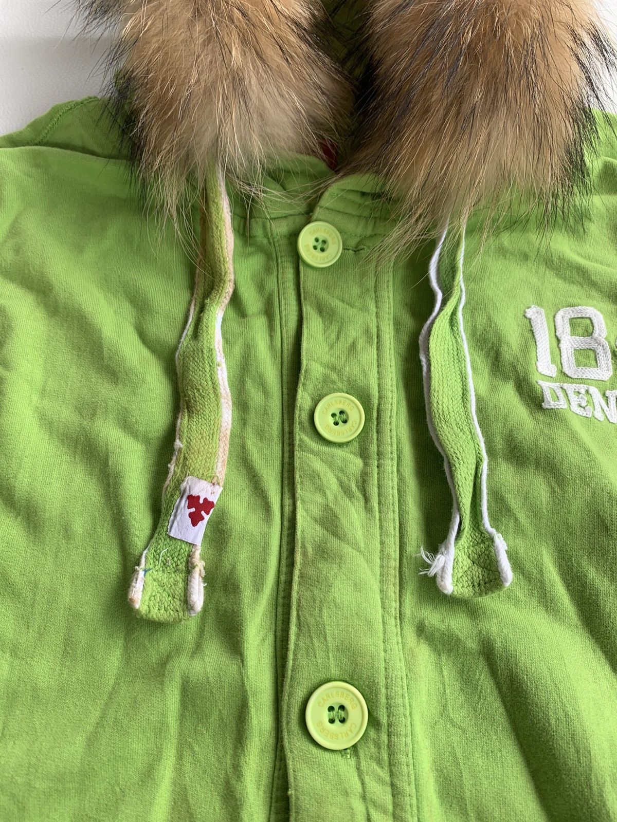Vintage Crazy Vintage Carlsberg Disstressed Button Up Fur Hoodie Size US XL / EU 56 / 4 - 8 Thumbnail