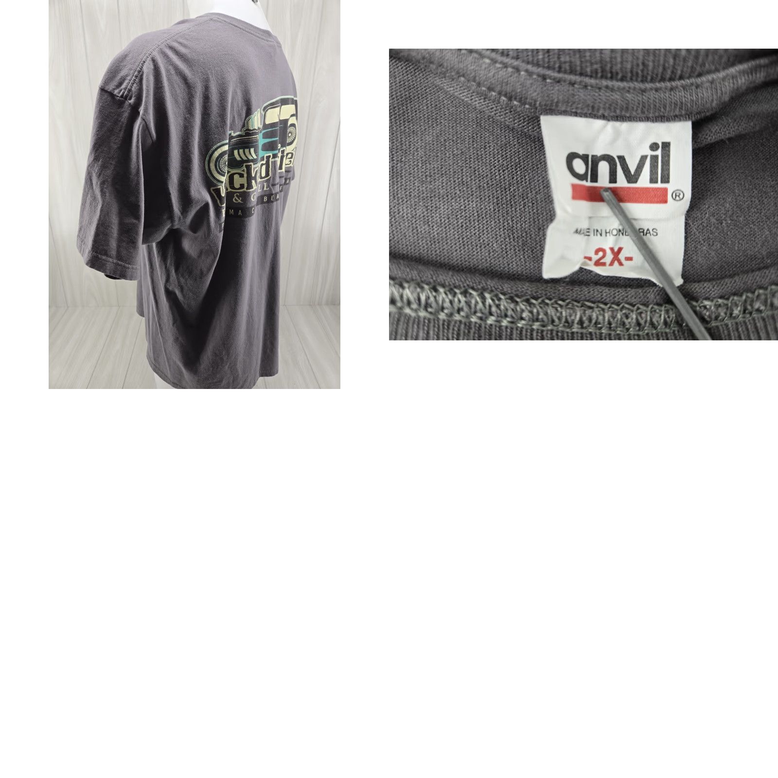 Anvil Distressed Wicked Wheel Motorcycle Panama City Beach Shirt Men Gray 2XL Size US XXL / EU 58 / 5 - 9 Thumbnail