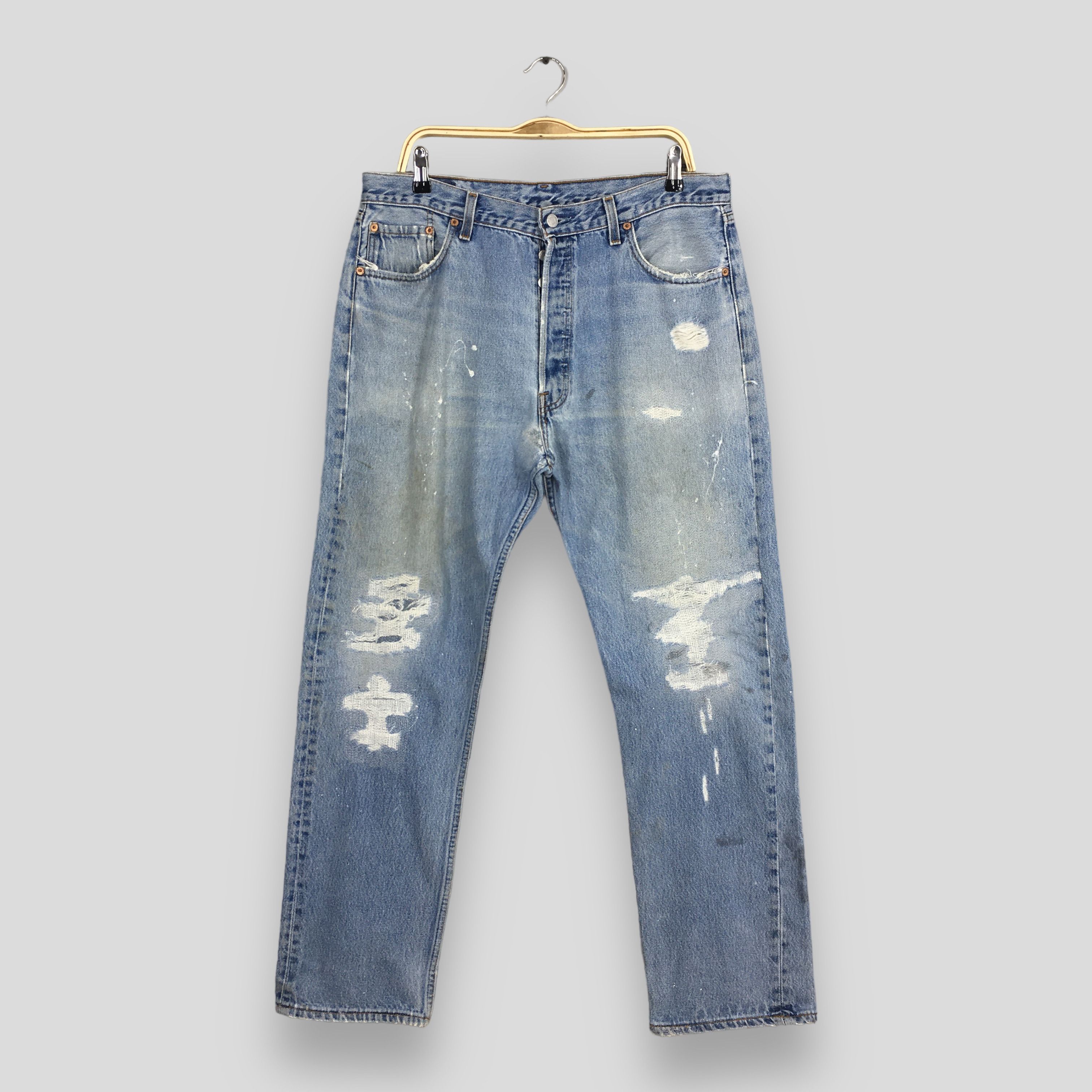 Size 35x30 Vintage 90s Levi's 501 Faded Blue Jeans