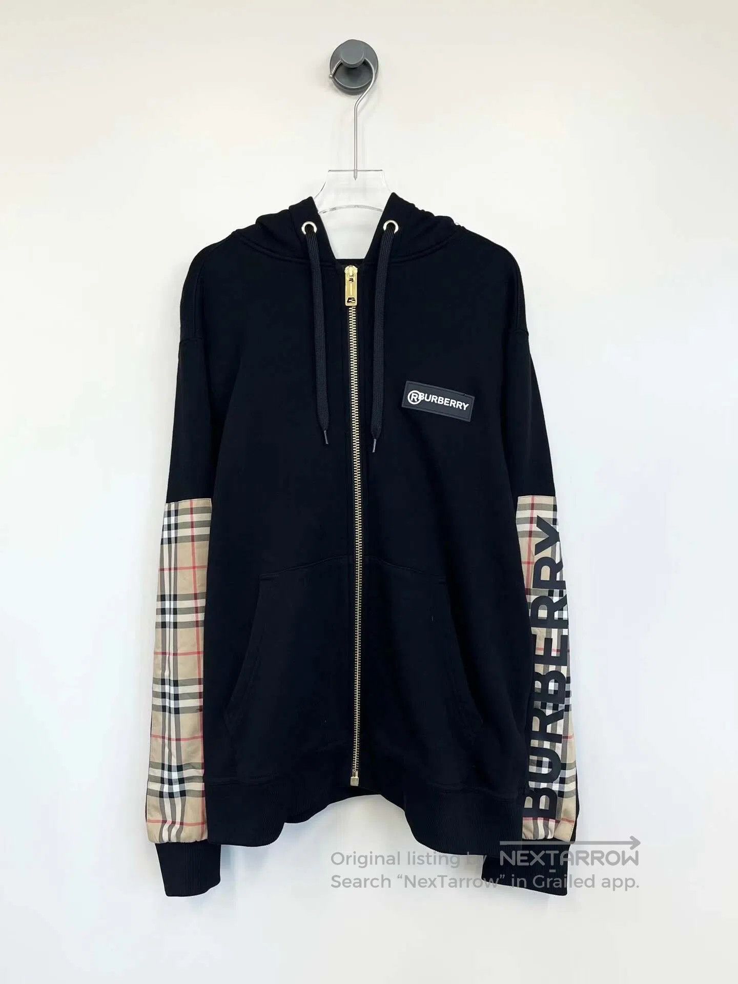 Burberry Burberry Black Classic Arm Plaid Logo Hooded Zip-Up Jacket Size S / US 4 / IT 40 - 1 Thumbnail