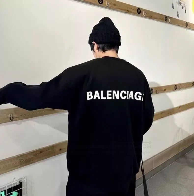 Balenciaga Balenciaga Black Logo Letter Embroidered Cotton Crew Neck Size US M / EU 48-50 / 2 - 8 Thumbnail