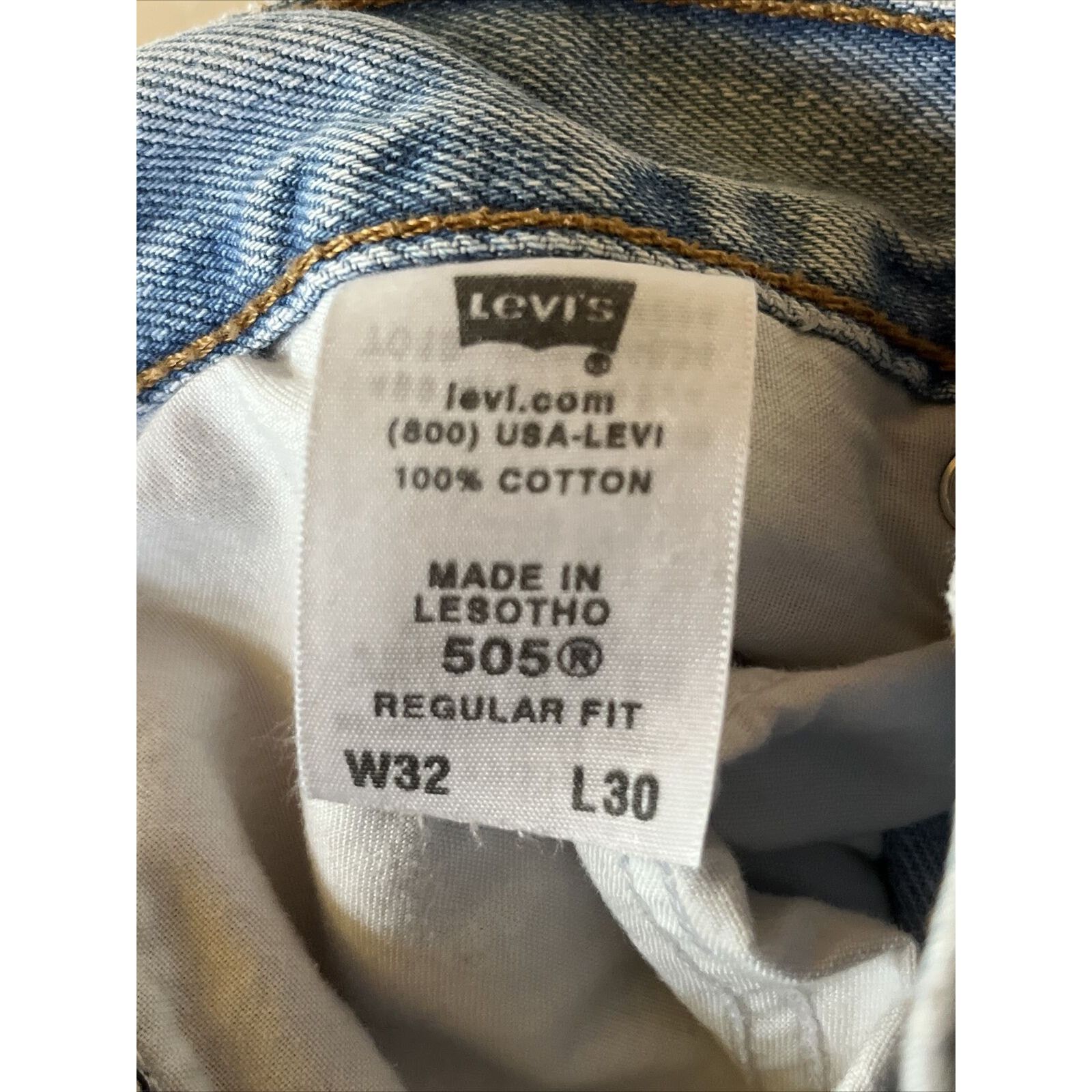 Levi's Levi’s 505 Jeans Mens 32x30 Light Wash Denim Cotton Blue Size US 32 / EU 48 - 14 Thumbnail
