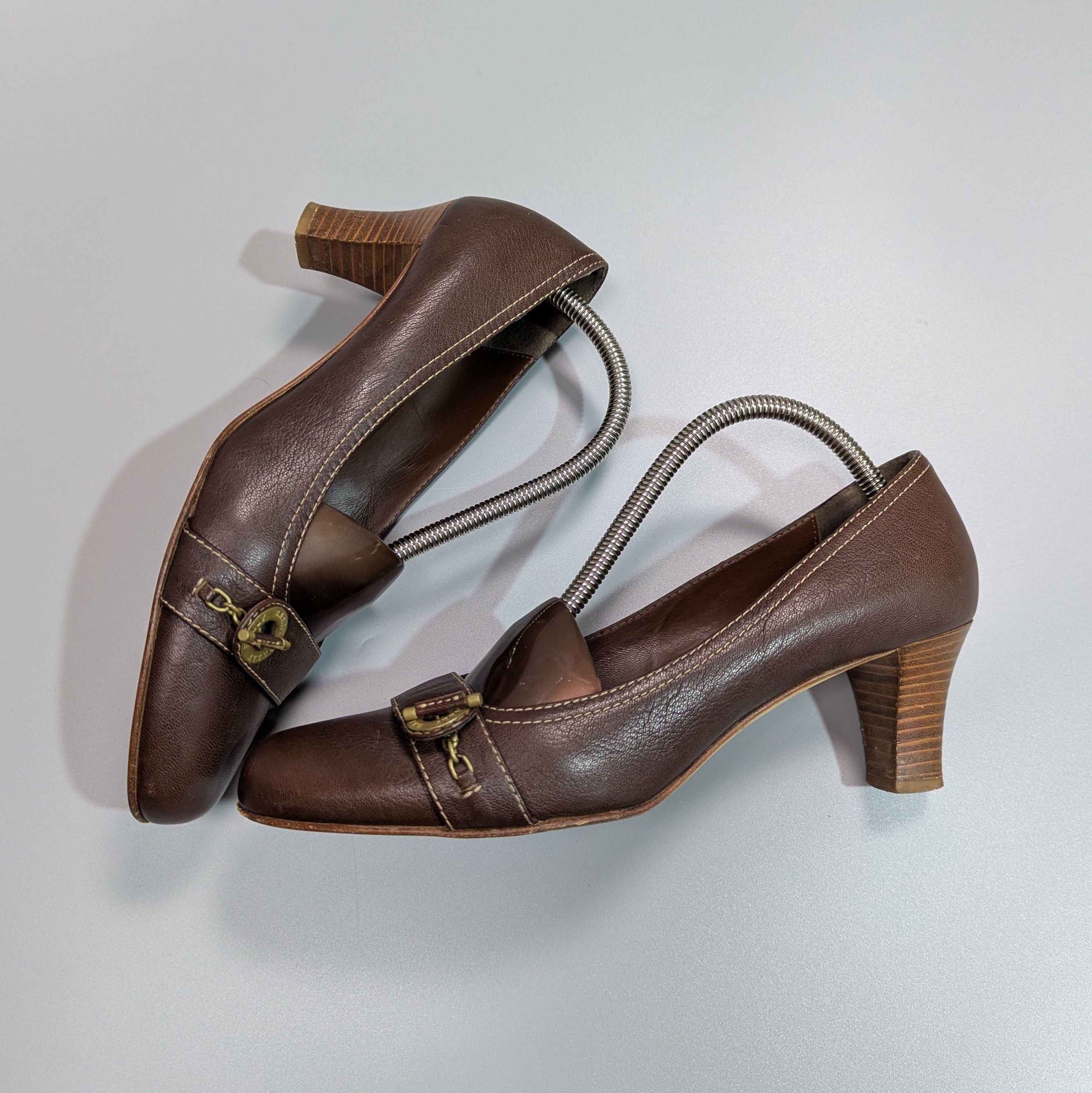 Bally BALLY Women's Leather Brown Open Luxury Shoes Size US 10.5 / IT 40.5 - 7 Thumbnail