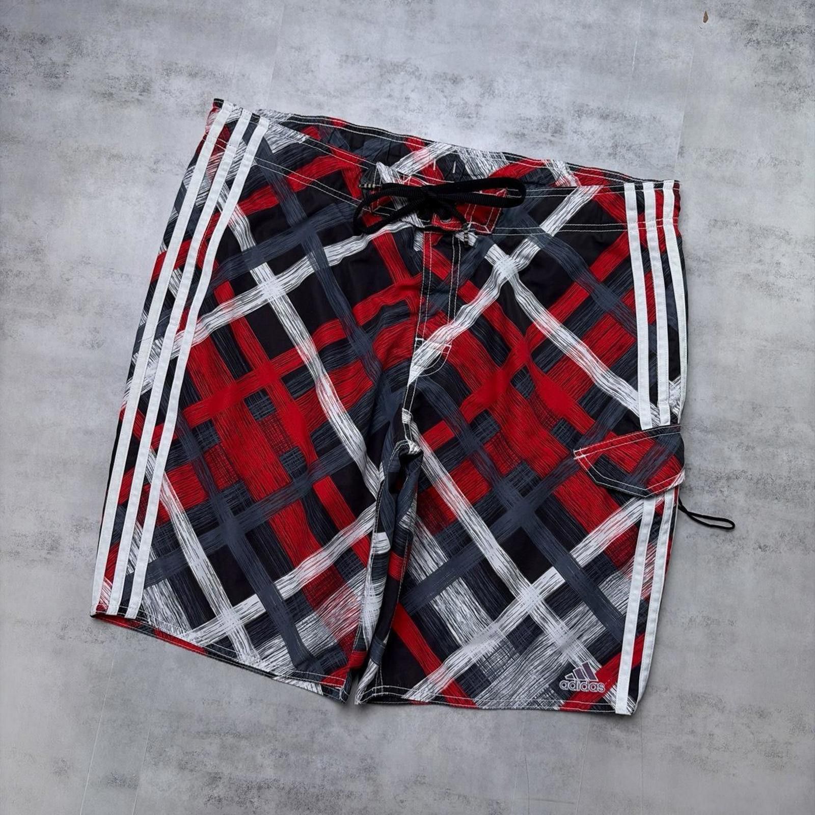Adidas Vintage Red Adidas Grunge Plaid Baggy Surf Board Shorts Size US 34 / EU 50 - 2 Thumbnail