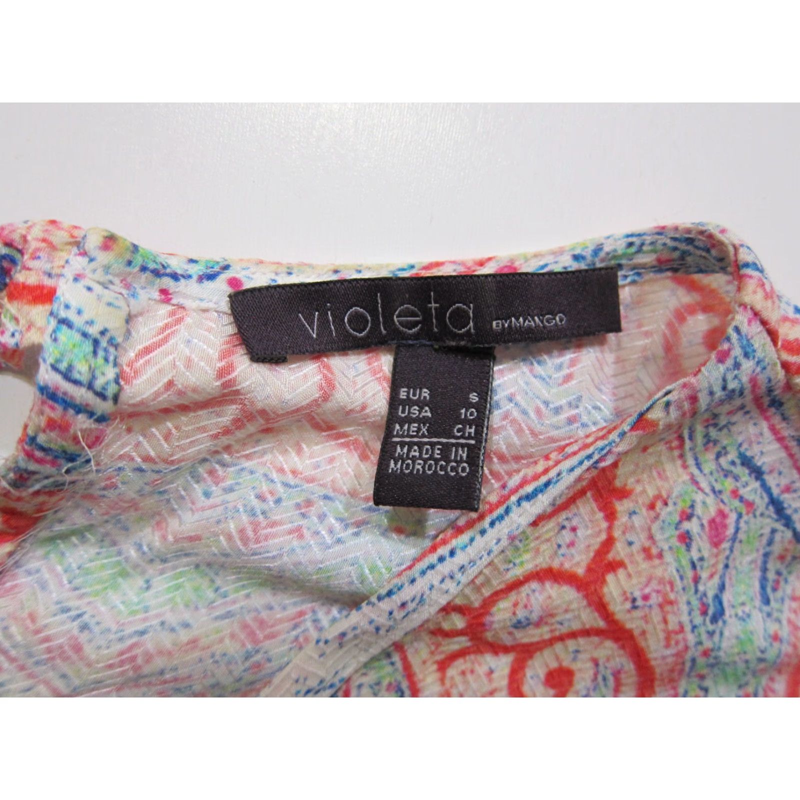 Vintage Violeta Mango 100% Rayon Red Green Paisley Tunic Sheath Shift Sun Dress Women 10 Size L / US 10 / IT 46 - 3 Thumbnail