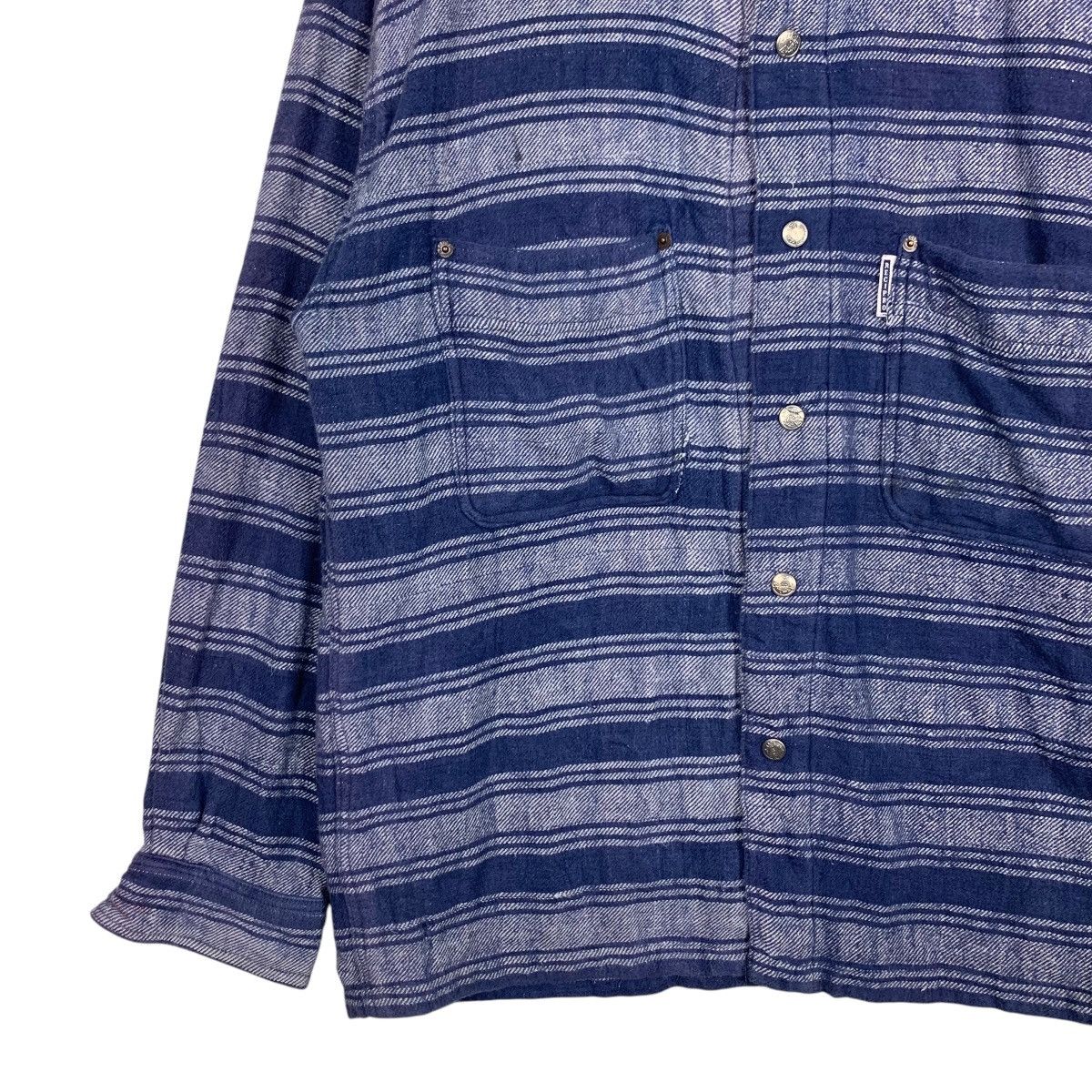 Vintage 90's RECIPRO Blue Stiped Flannel Jacket #2779-C125 Size US L / EU 52-54 / 3 - 6 Thumbnail