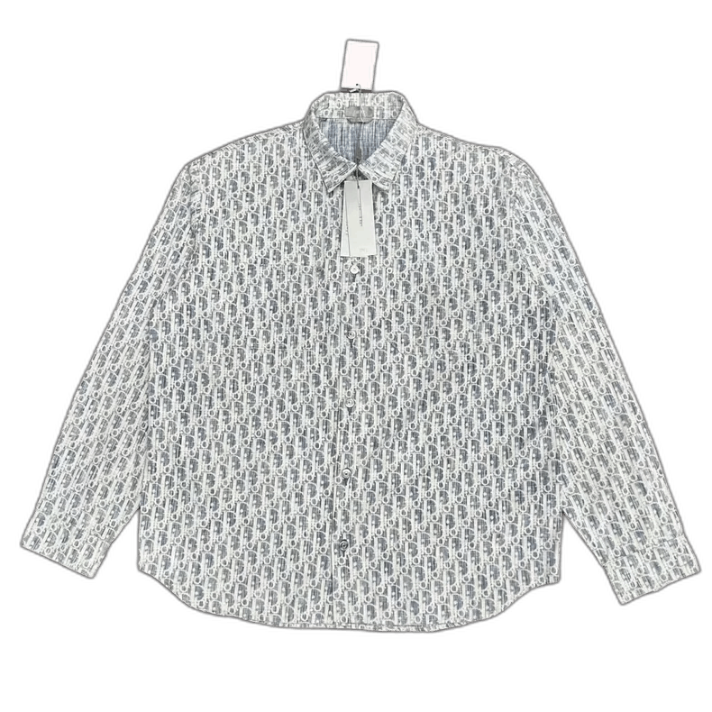 Dior DIOR Water-Washed Blue Denim Logo Shirt-yf Size US M / EU 48-50 / 2 - 1 Thumbnail