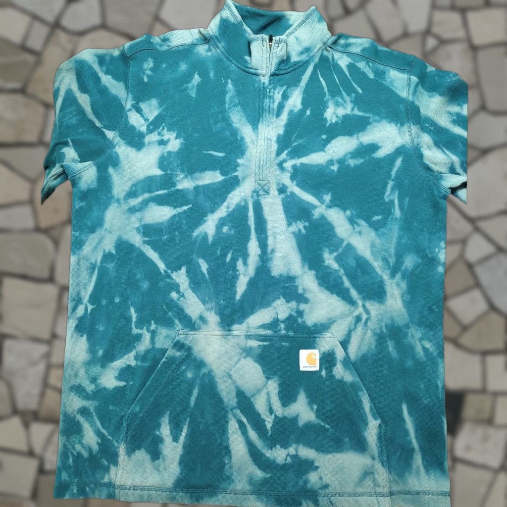Carhartt Carhartt Mens XL Teal Green 1/4 Zip Thermal Sweatshirt Acid Wash Tie Dye Relaxed Shirt Men Size US XL / EU 56 / 4 - 1 Thumbnail