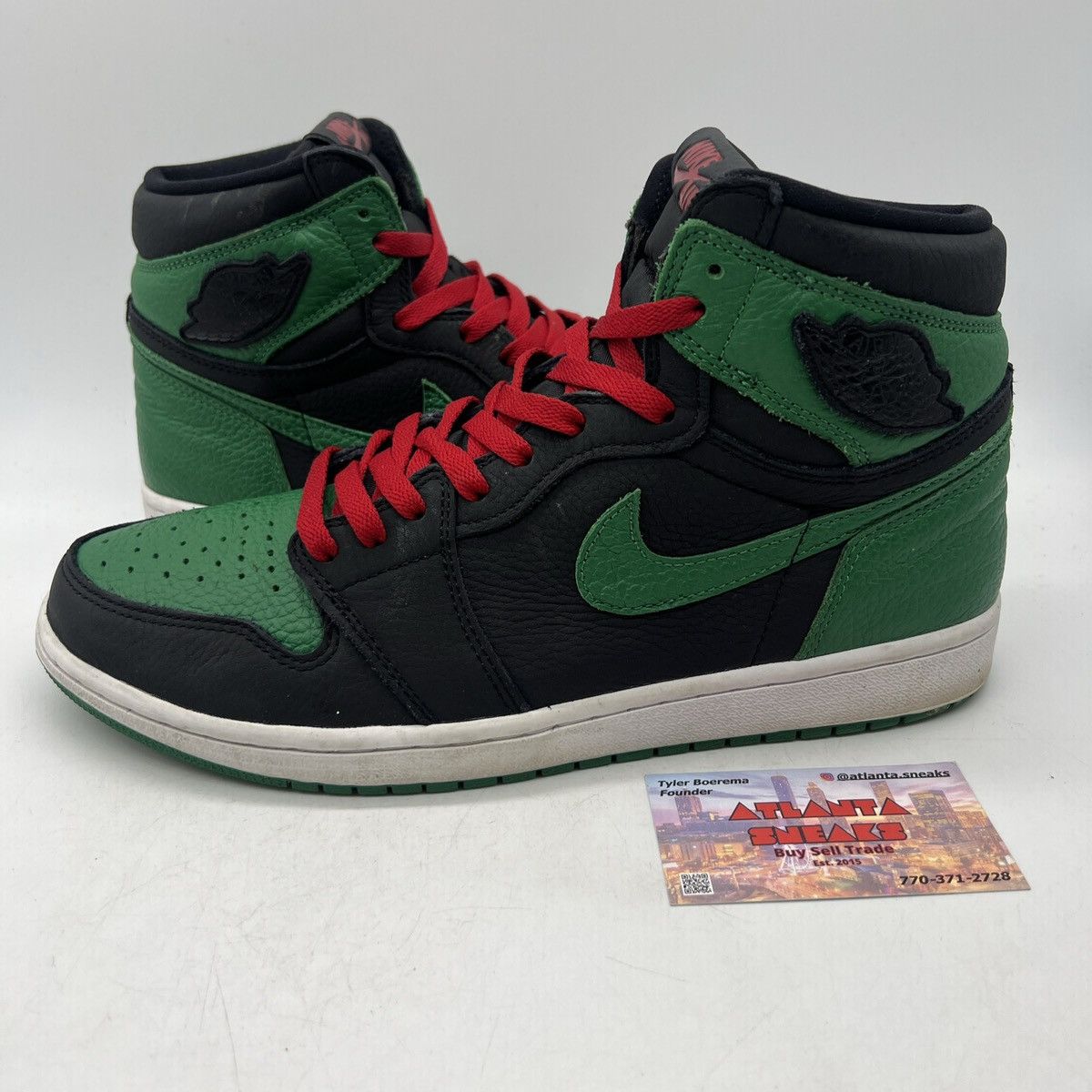 image of Nike Air Jordan 1 High Pine Green 2.0 Shoes in Black, Men's (Size 11)