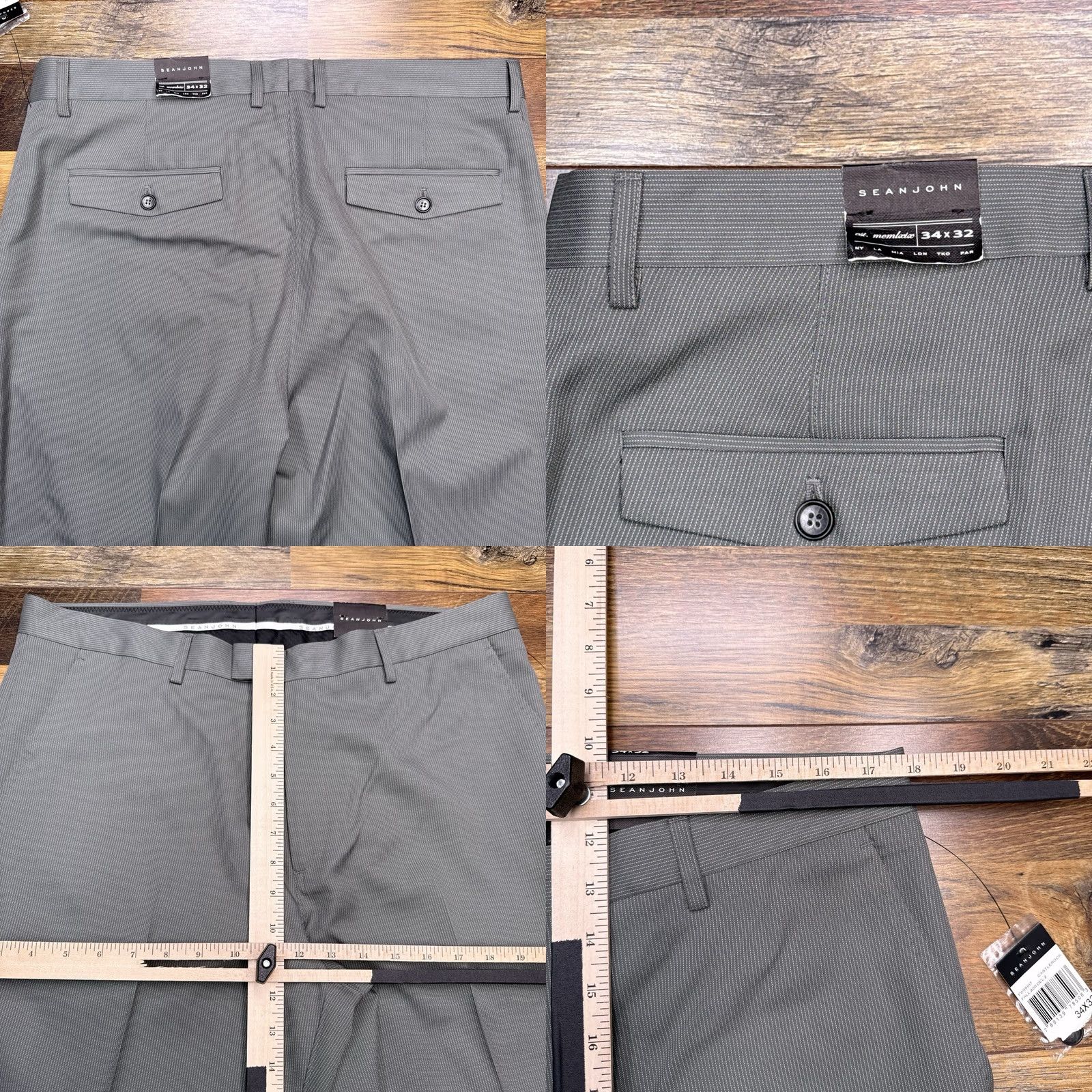 Sean John Sean John Dress Pants Mens 34x32 Gray Striped Flat Front Regular Waist 34 Inseam 32 Workwear Formal New Size US 34 / EU 50 - 8 Thumbnail