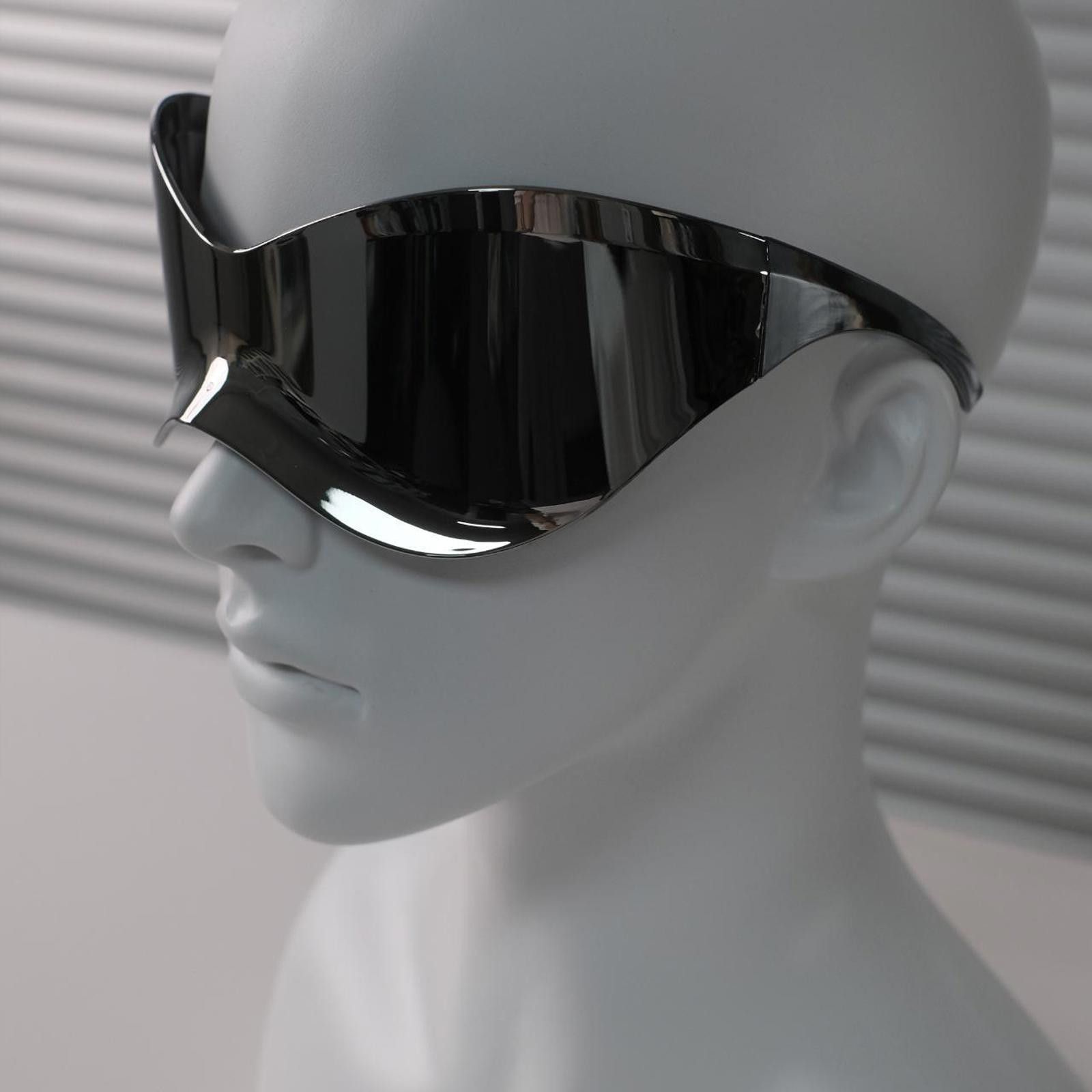Japanese Brand Avant Garde Futuristic Oversized Sliver Sunglasses Unisex Size ONE SIZE - 2 Thumbnail