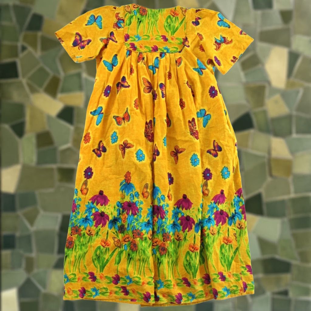 Vintage Only Necessities Yellow Butterfly Pocket Long Maxi Dress 18-20 Large Size L / US 10 / IT 46 - 1 Thumbnail
