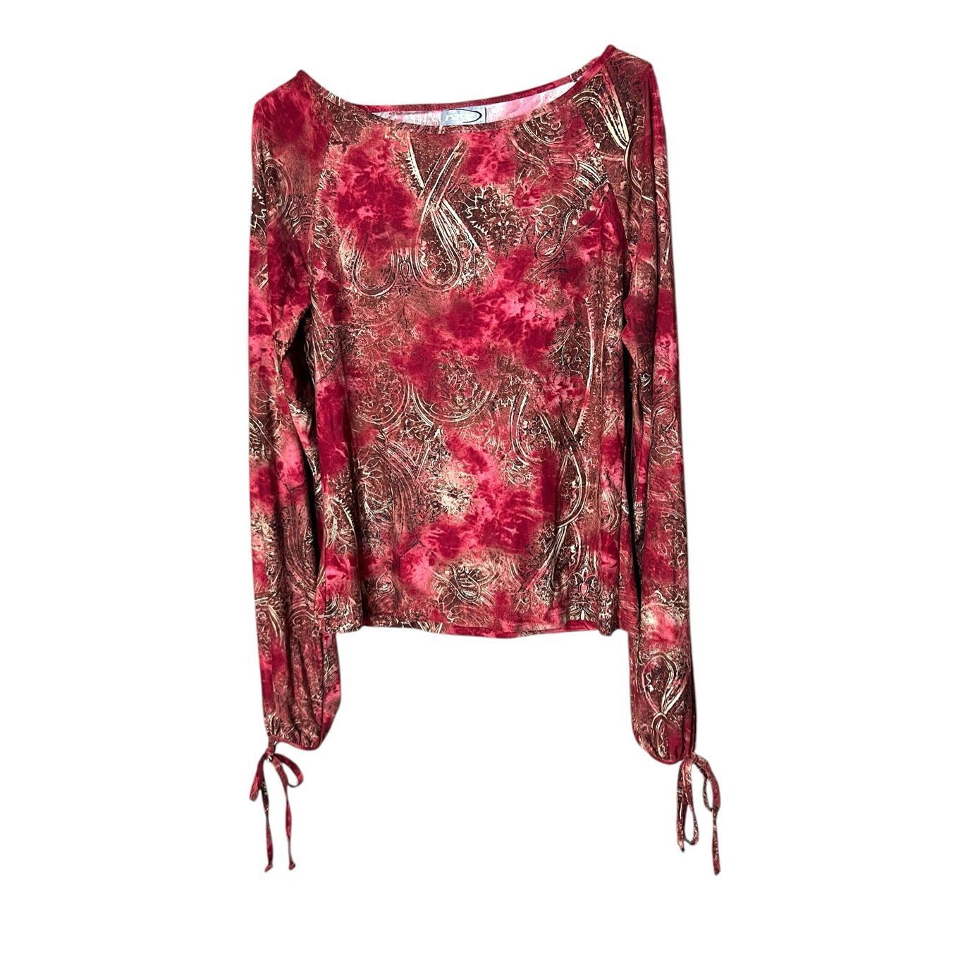 Other Vintage Rave Y2K Cold Shoulder Paisley Long Sleeve Blouse Size L Size L / US 10 / IT 46 - 1 Thumbnail